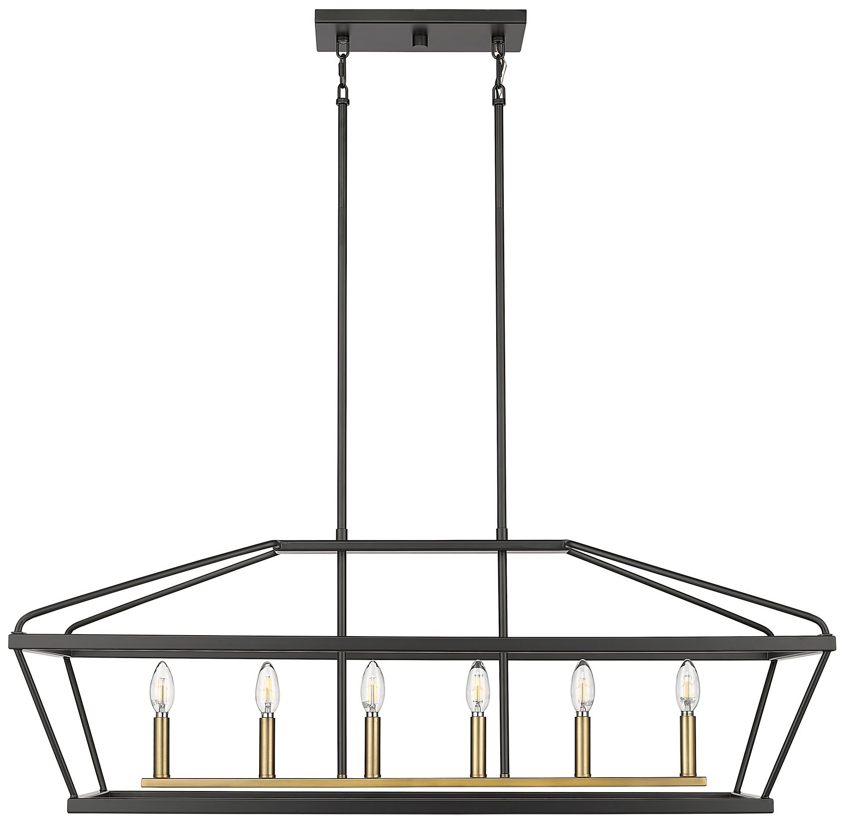 Image 2 Millennium Surrey 6-Light 42" Matte Black/Vintage Brass Chandelier