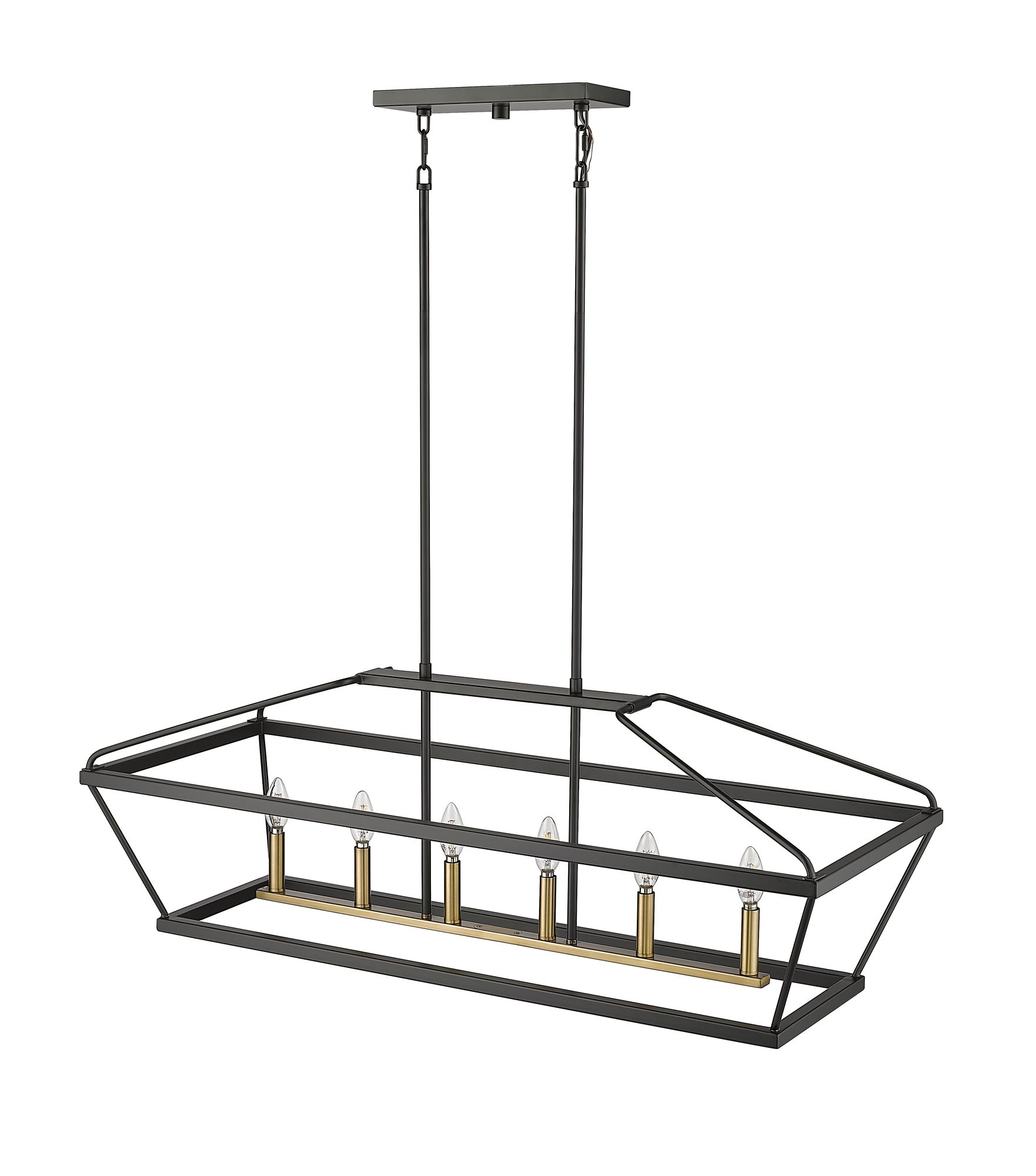 Image 3 Millennium Surrey 6-Light 42" Matte Black/Vintage Brass Chandelier more views