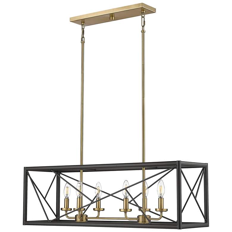 Image 1 Millennium Surrey Chandelier Ceiling Light Matte Black / Vintage Brass