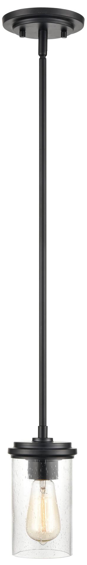 Millennium Taos 1-Light 5.5" Matte Black Mini Pendant with Glass Shade