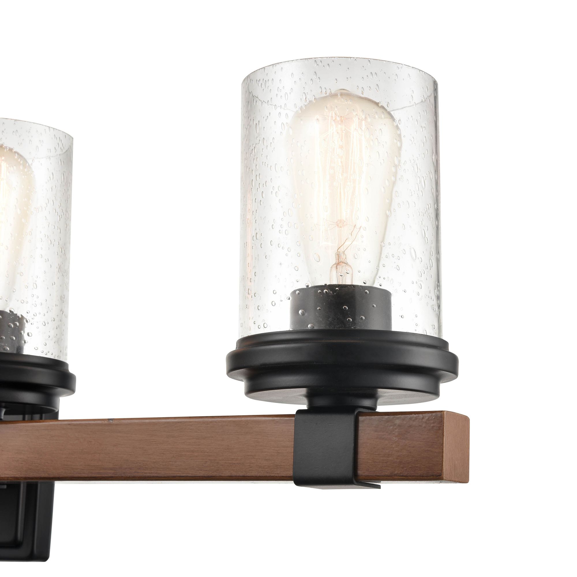 Image 4 Millennium Taos 4-Light 32" Matte Black/Wood Grain Vanity Light with Shade more views
