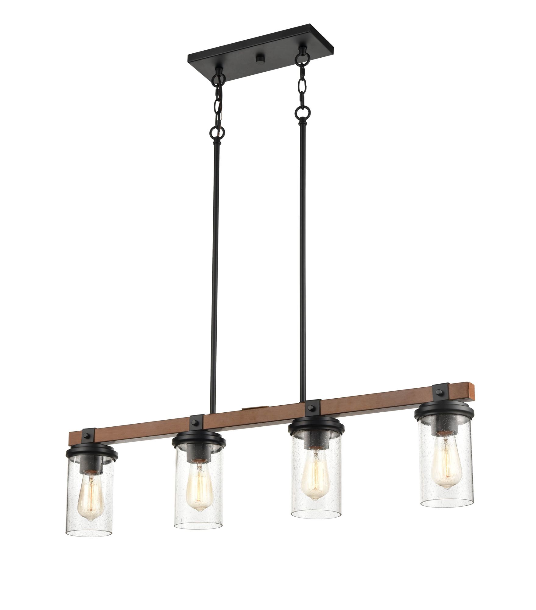 Image 3 Millennium Taos 4-Light 36.5" Matte Black/Wood Grain Linear Chandelier more views