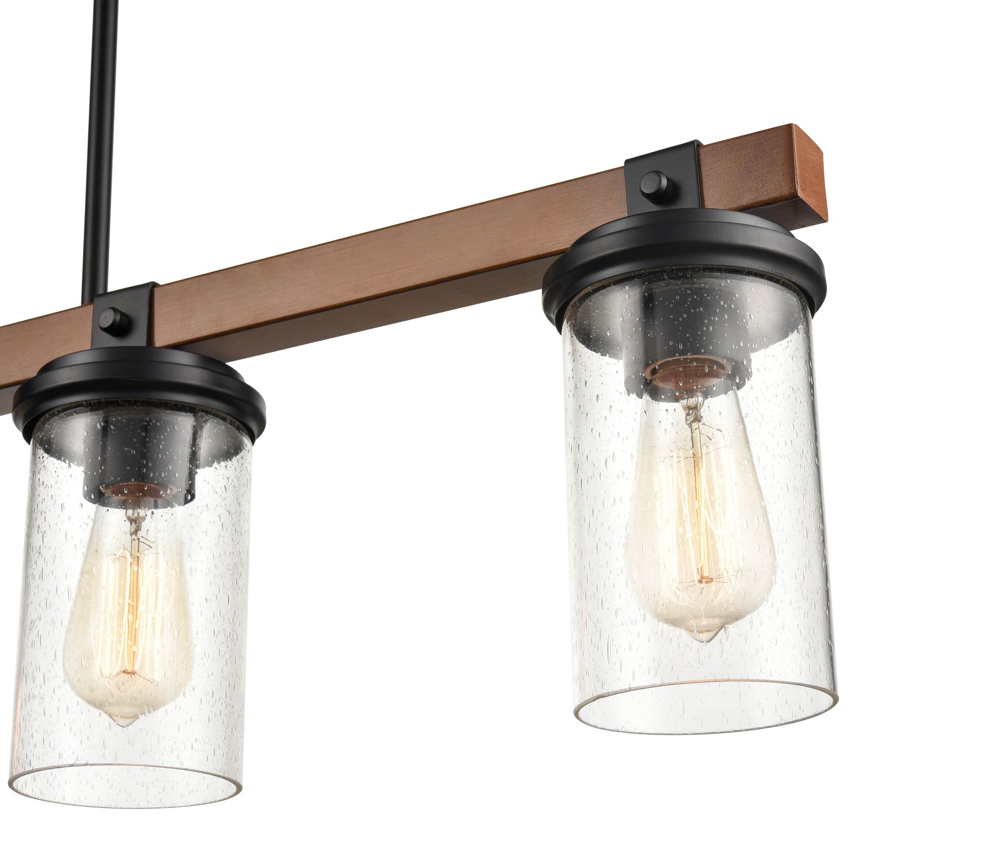 Image 4 Millennium Taos 4-Light 36.5" Matte Black/Wood Grain Linear Chandelier more views