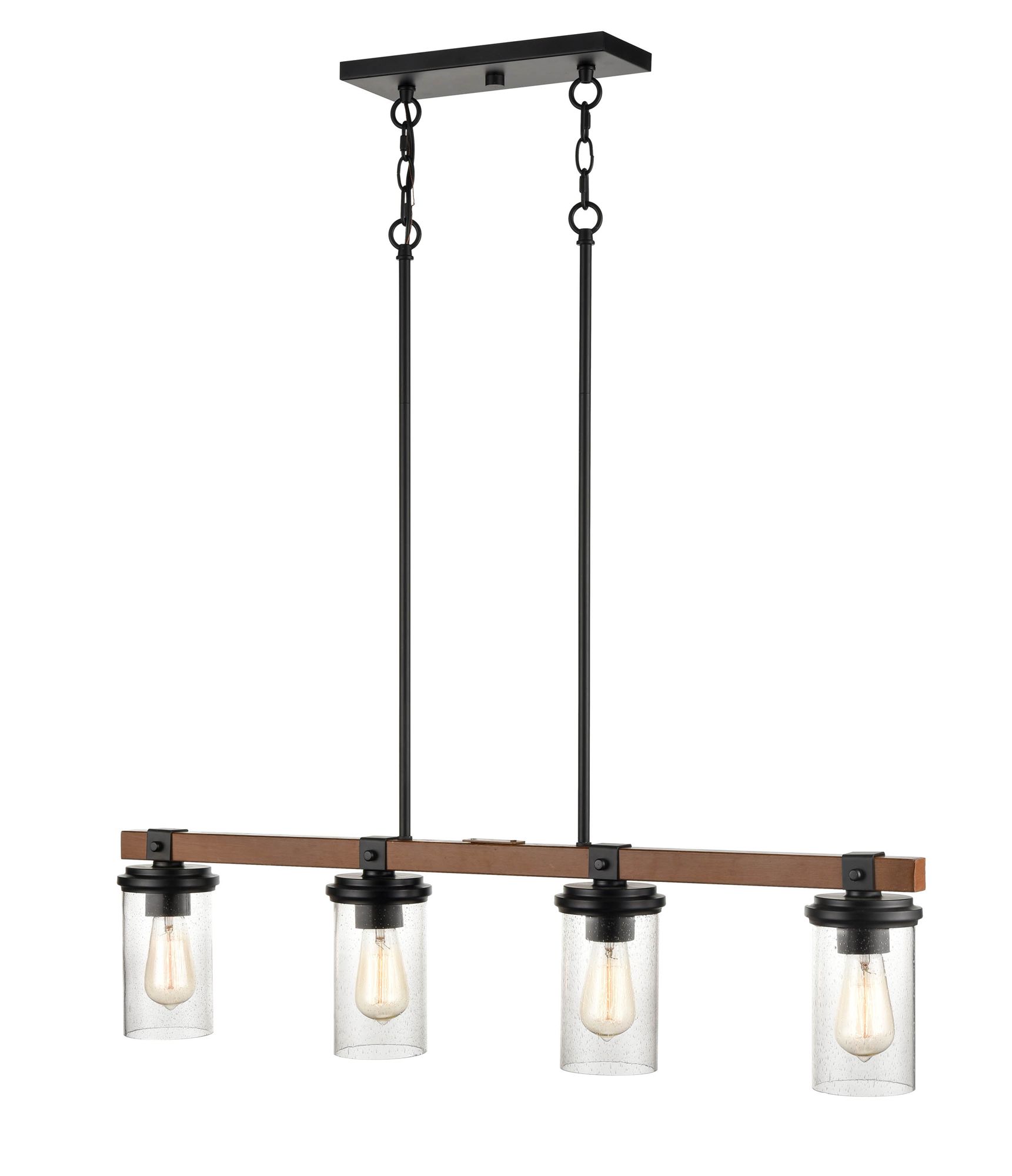 Image 5 Millennium Taos 4-Light 36.5" Matte Black/Wood Grain Linear Chandelier more views