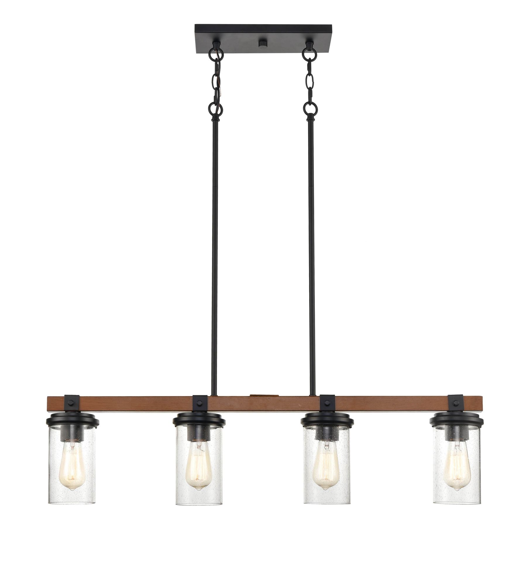 Image 6 Millennium Taos 4-Light 36.5" Matte Black/Wood Grain Linear Chandelier more views