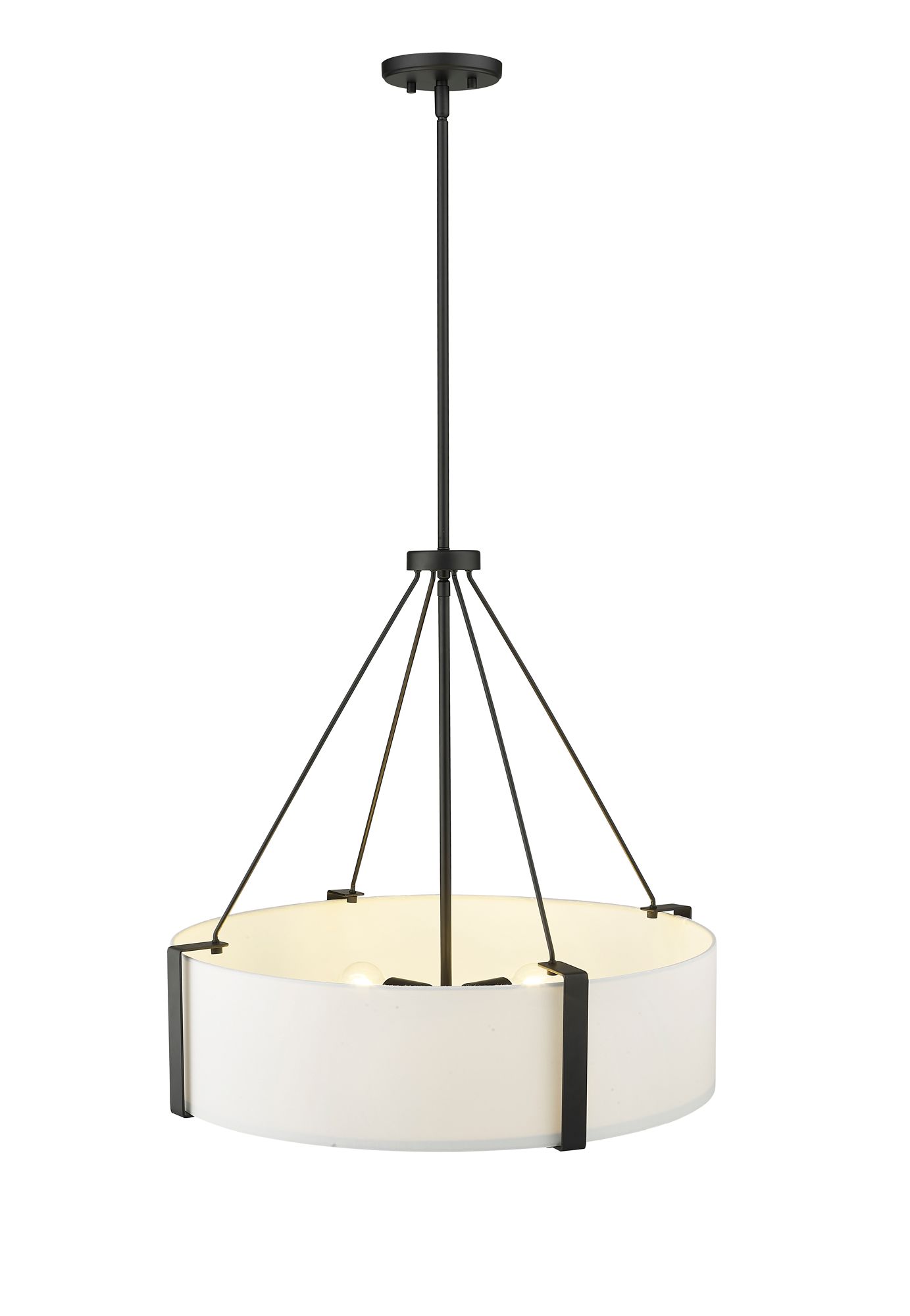 Image 2 Millennium Telfar 3-Light 24" Matte Black/White Pendant with Fabric Shade more views