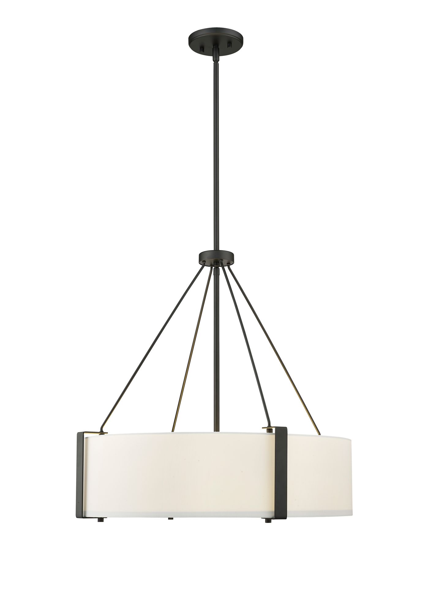 Image 3 Millennium Telfar 3-Light 24" Matte Black/White Pendant with Fabric Shade more views