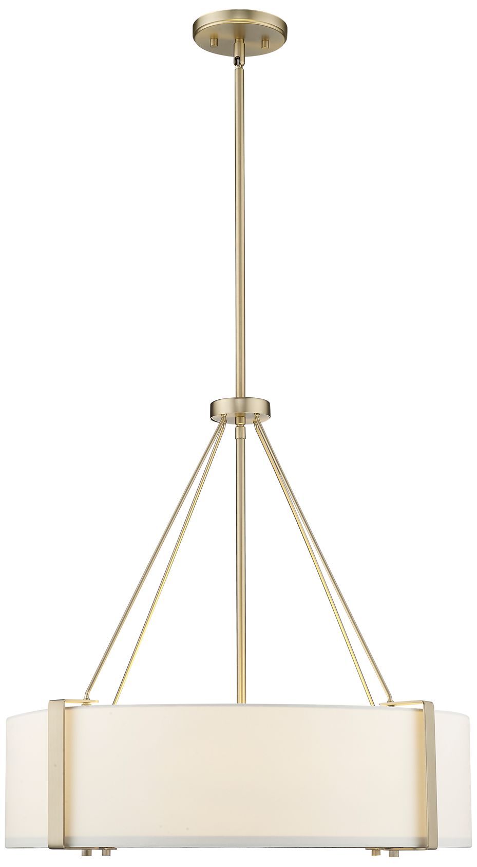 Image 2 Millennium Telfar 3-Light 24" Modern Gold/White Pendant with Fabric Shade