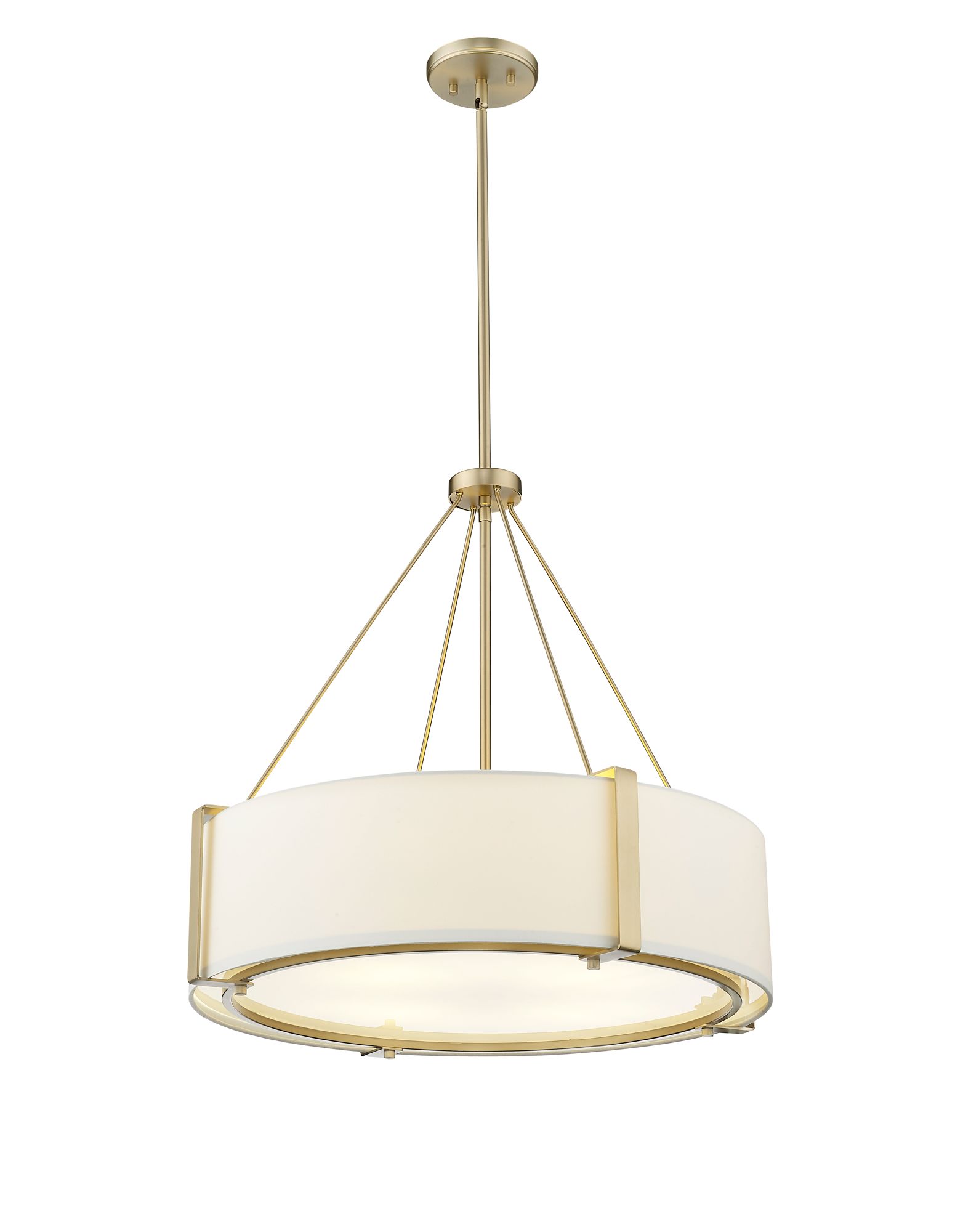 Image 4 Millennium Telfar 3-Light 24" Modern Gold/White Pendant with Fabric Shade more views