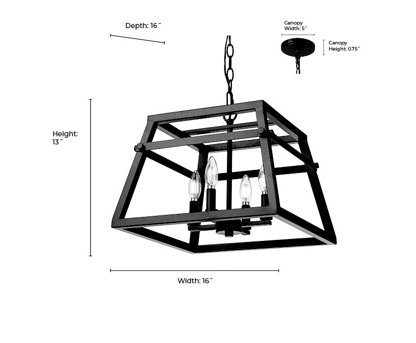 Millennium Tellsa 4-Light 16" Matte Black Pendant