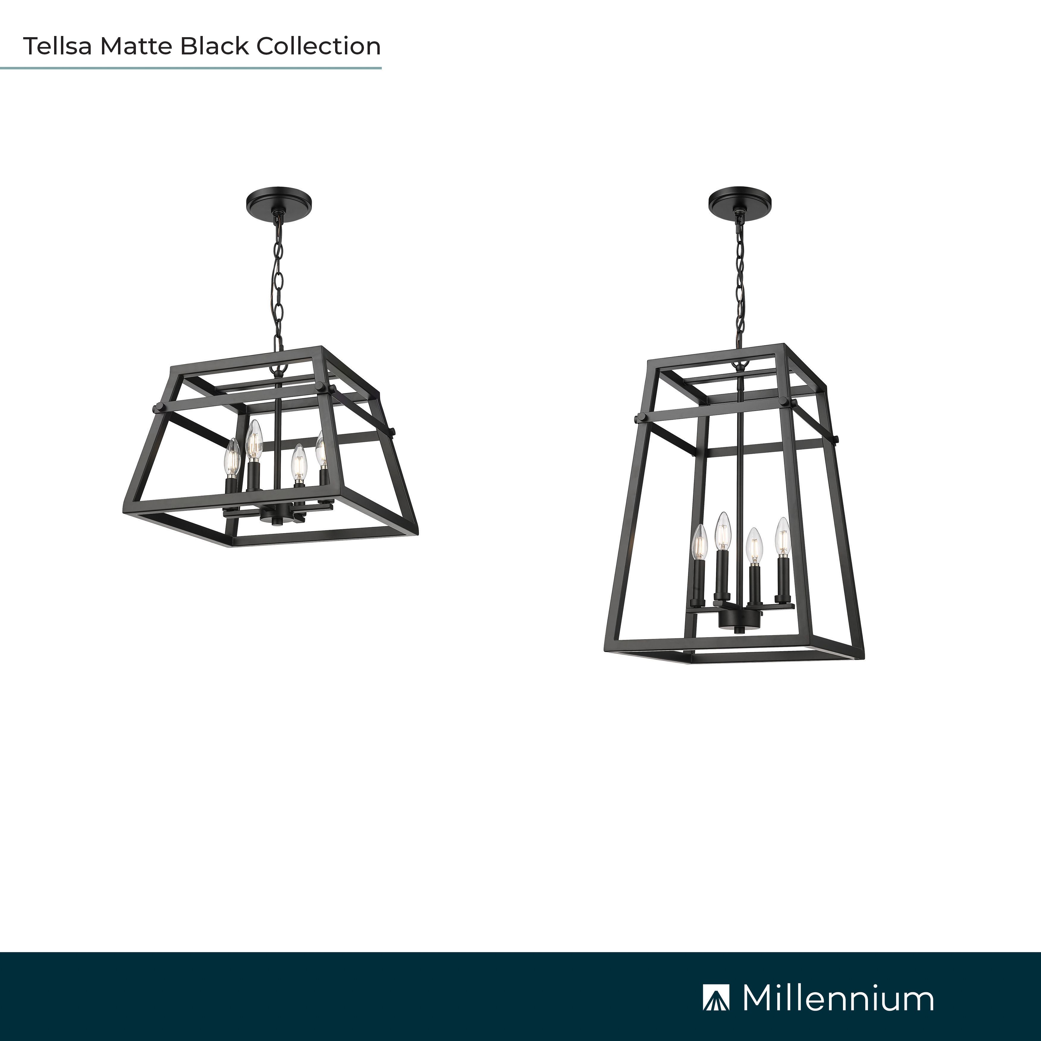 Millennium Tellsa 4-Light 16" Matte Black Pendant