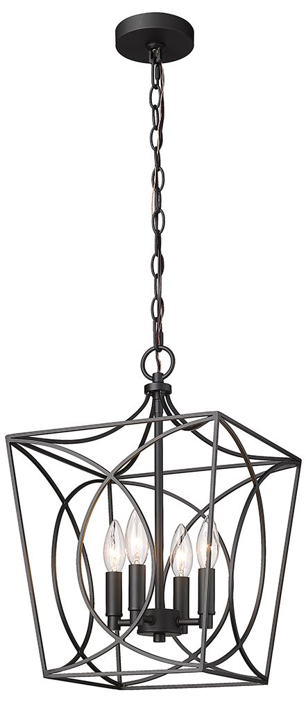Millennium Tracy 4-Light 12" Matte Black Pendant with Metal Shade