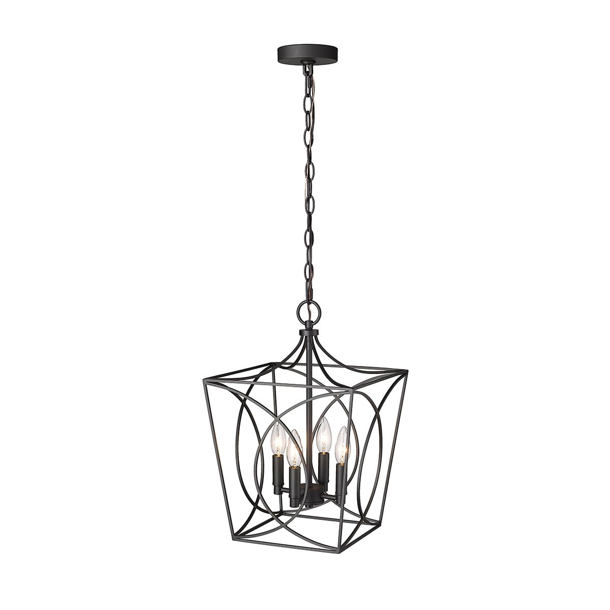 Image 5 Millennium Tracy 4-Light 12" Matte Black Pendant with Metal Shade more views