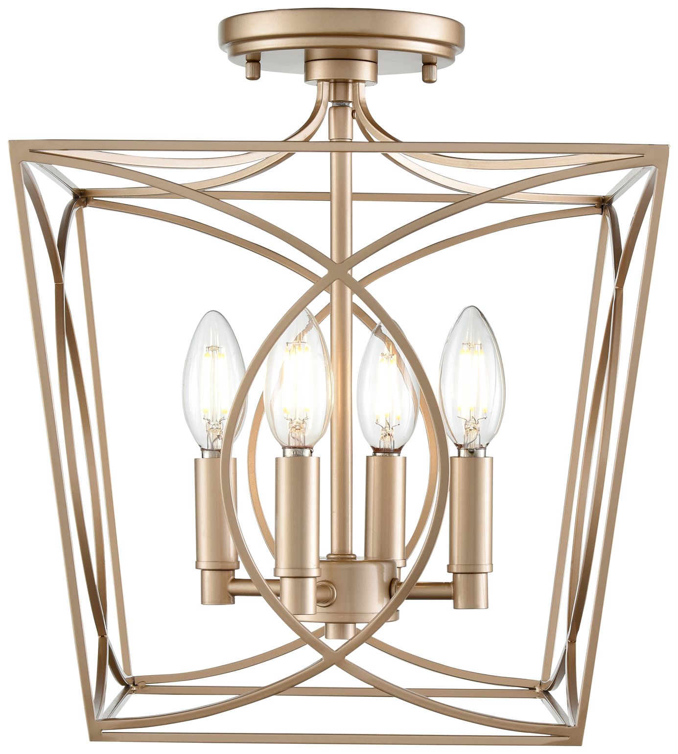 Millennium Tracy 4-Light 12" Painted Modern Gold Semi-Flush