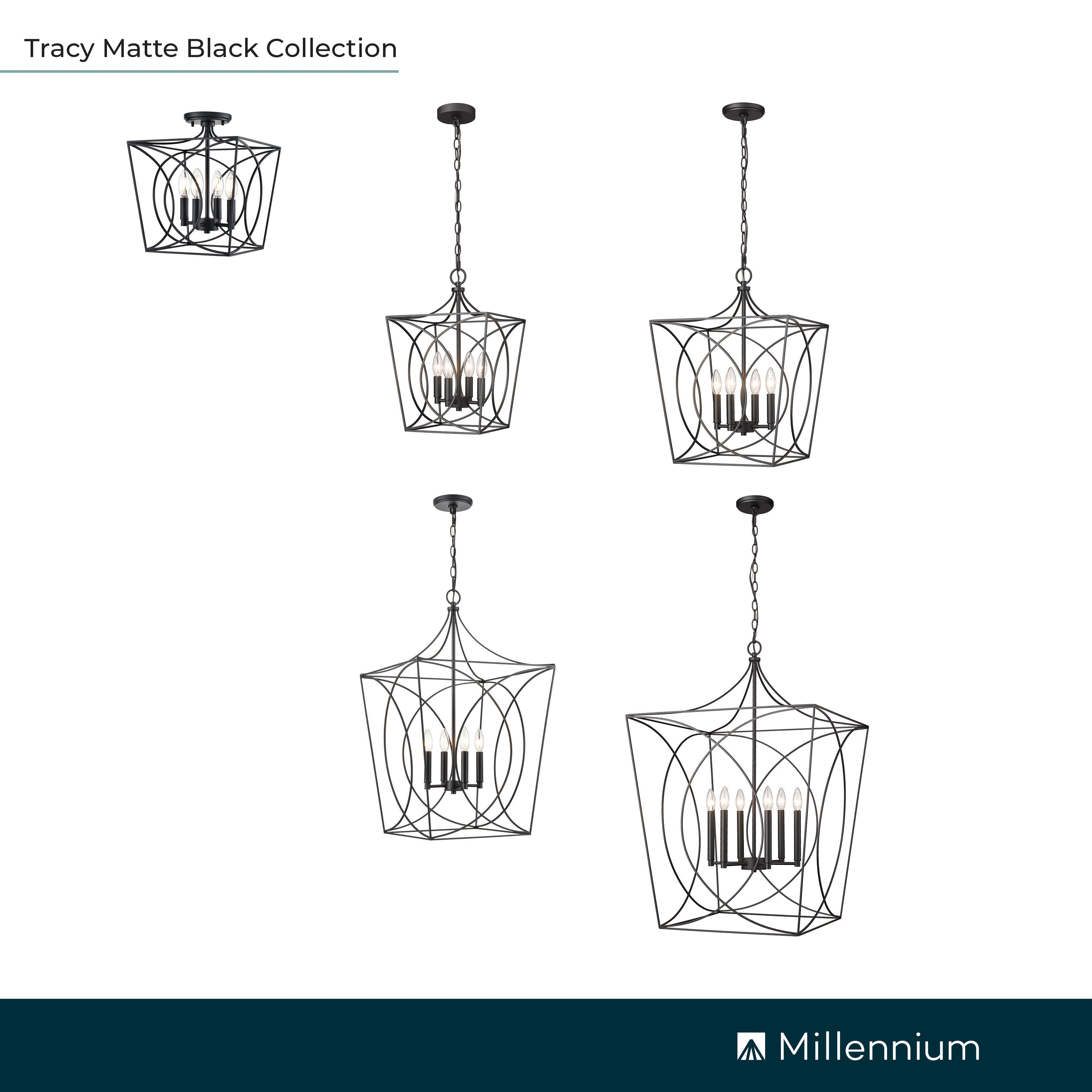 Millennium Tracy 4-Light 15.87" Matte Black Pendant with Metal Shade