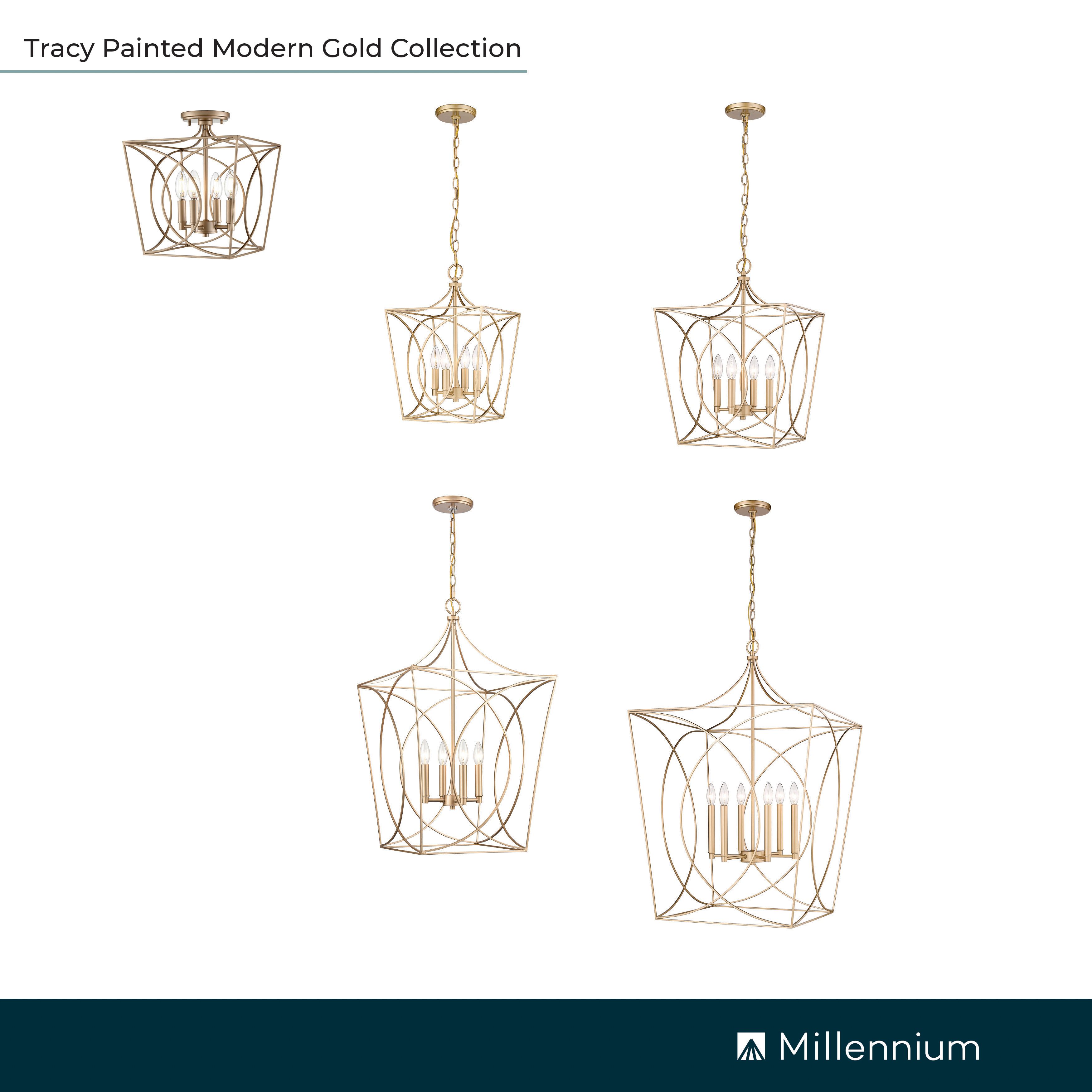 Millennium Tracy 4-Light 18" Painted Modern Gold Pendant