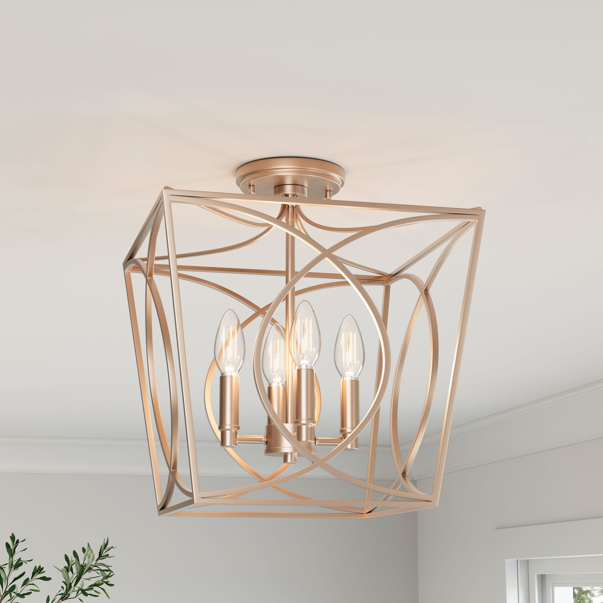 Millennium Tracy 4-Light Indoor Semi-Flush in Painted Modern Gold