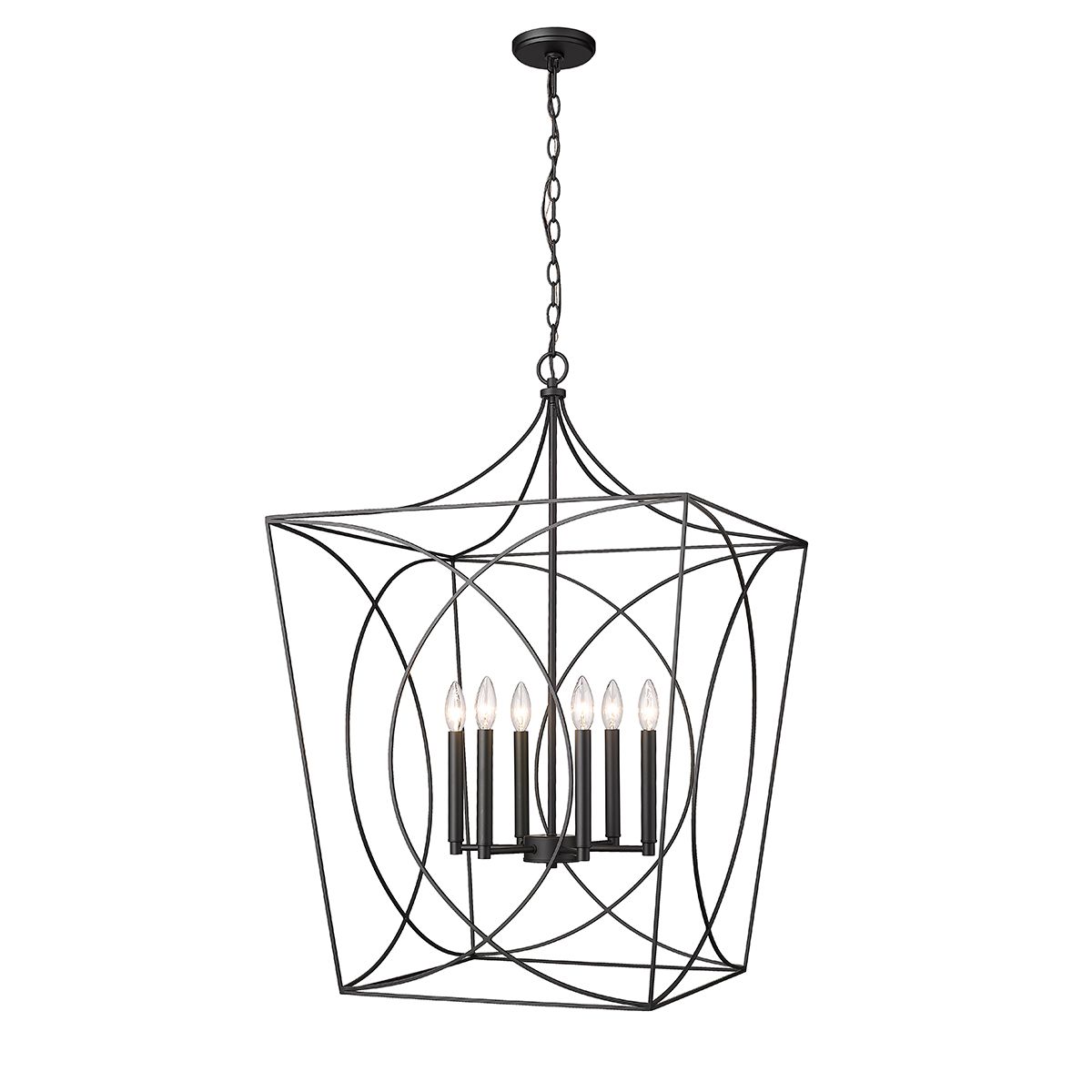 Image 2 Millennium Tracy 6-Light 24" Matte Black Pendant with Metal Shade more views