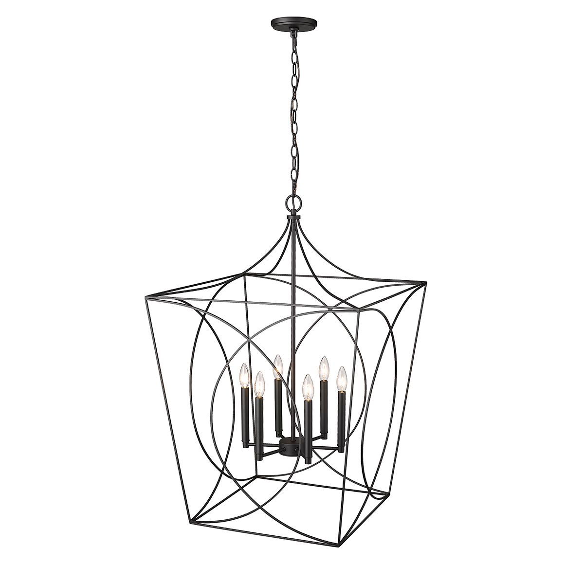 Image 3 Millennium Tracy 6-Light 24" Matte Black Pendant with Metal Shade more views