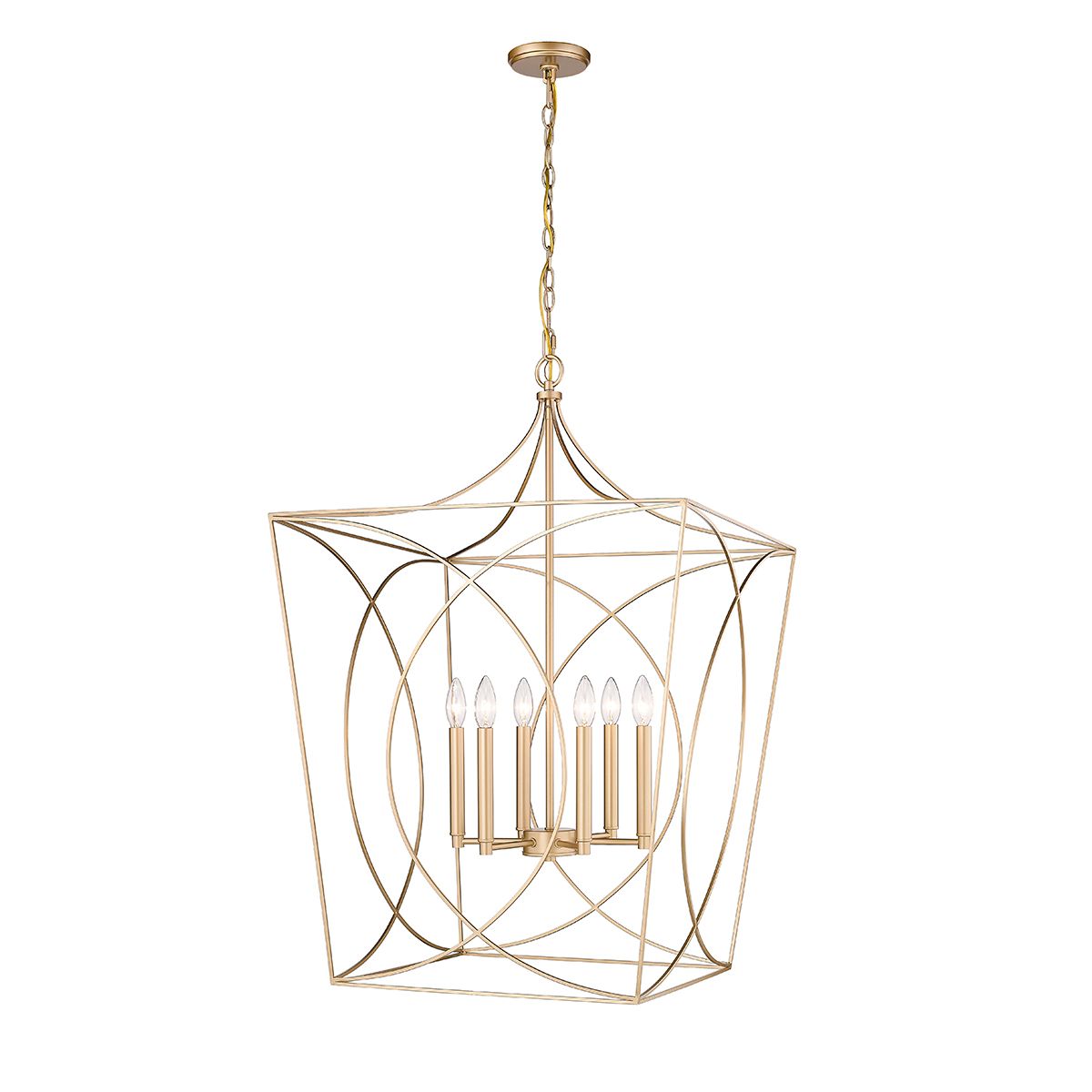 Image 2 Millennium Tracy 6-Light 24" Painted Modern Gold Pendant with Metal Shade more views