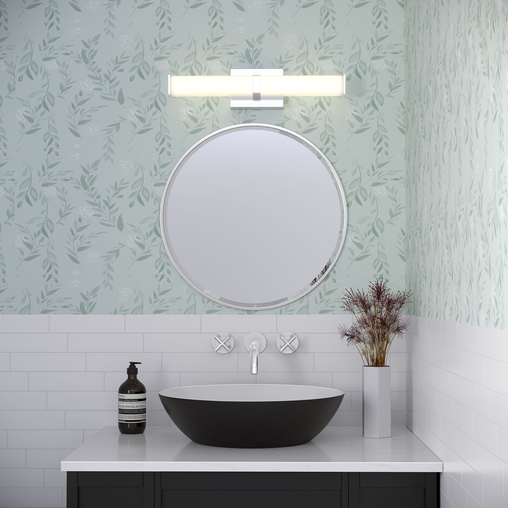 Image 7 Millennium Tron LED 18" Chrome Vanity Light with Acrylic Shade more views