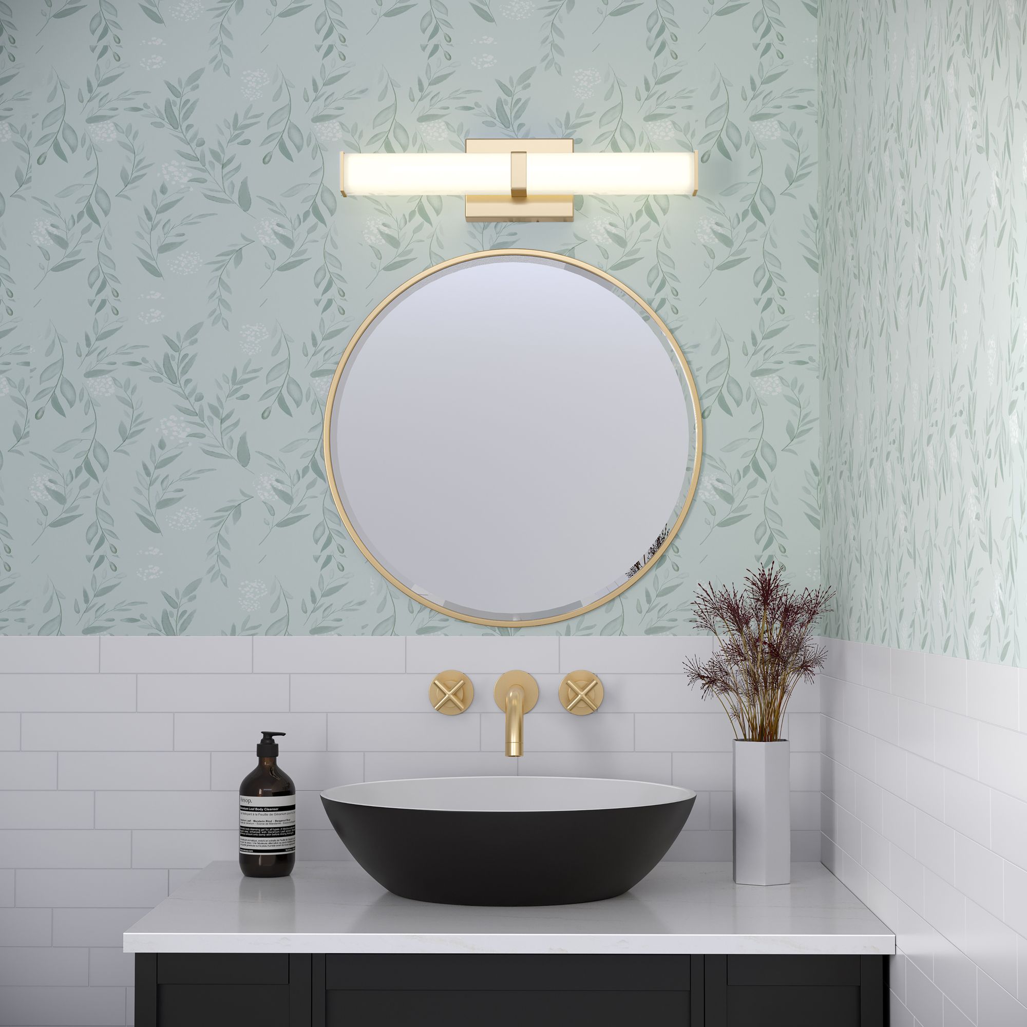 Image 7 Millennium Tron LED 18" Modern Gold Vanity Light with Acrylic Shade more views