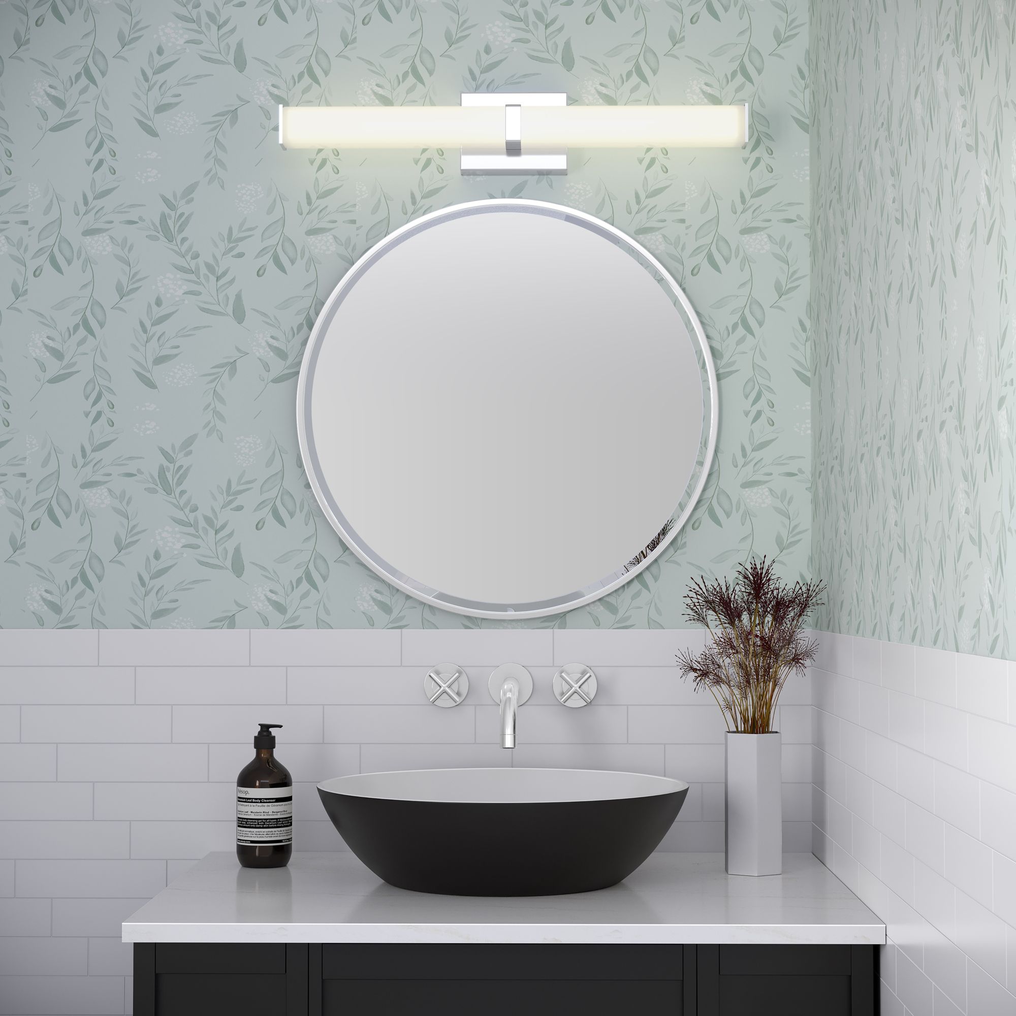 Image 7 Millennium Tron LED 24" Chrome Vanity Light with Acrylic Shade more views