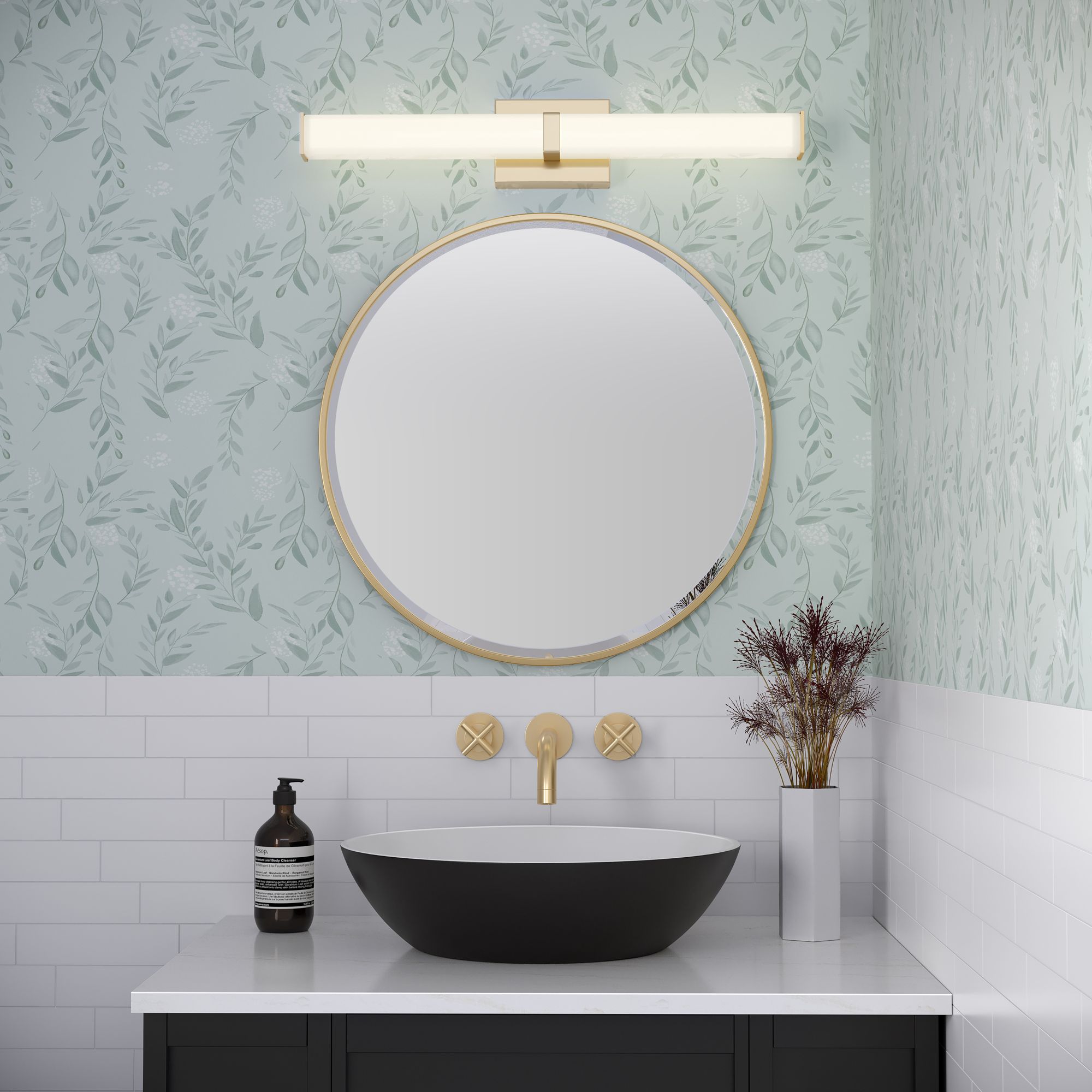 Image 7 Millennium Tron LED 24" Modern Gold Vanity Light with Acrylic Shade more views