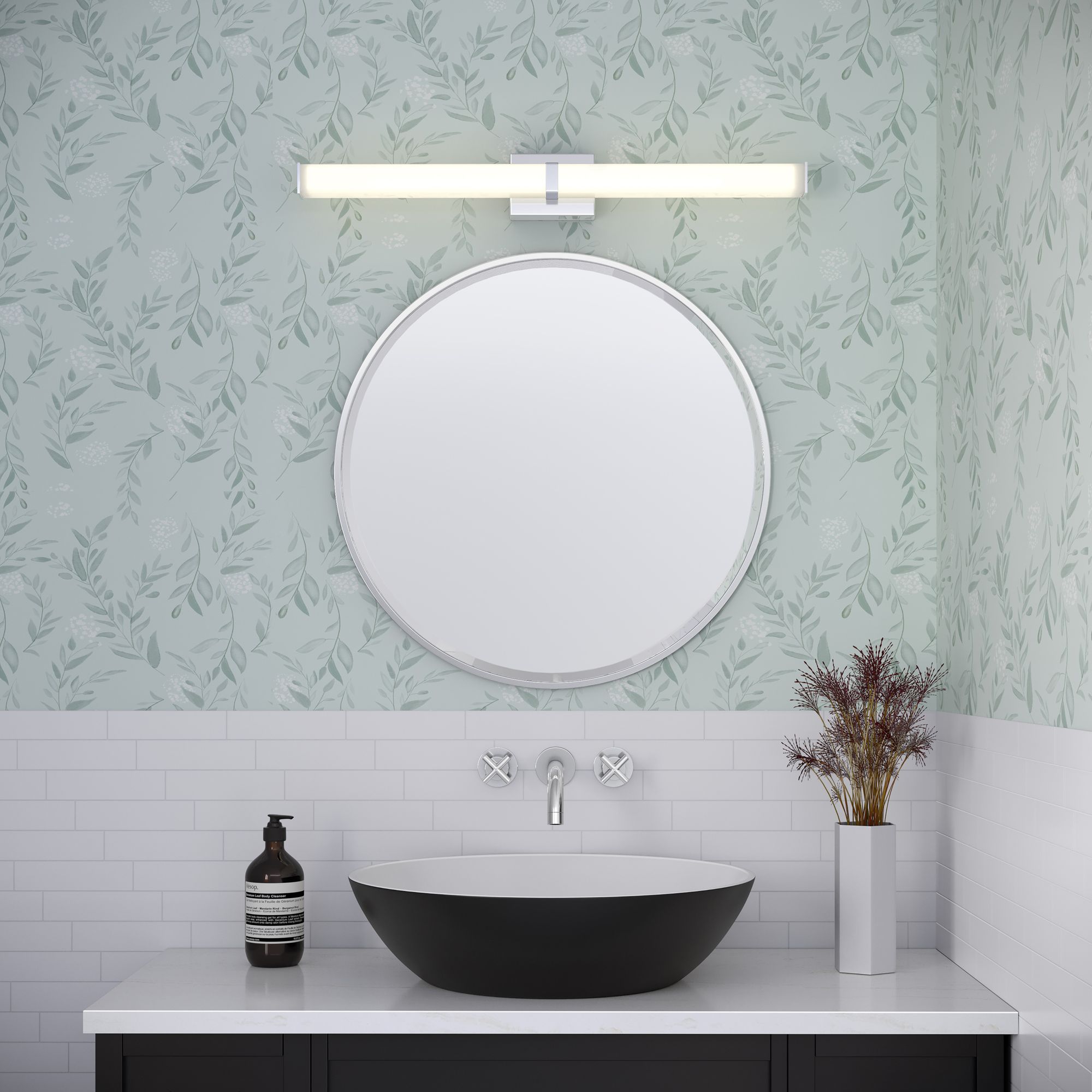 Image 7 Millennium Tron LED 36" Chrome Vanity Light with Acrylic Shade more views
