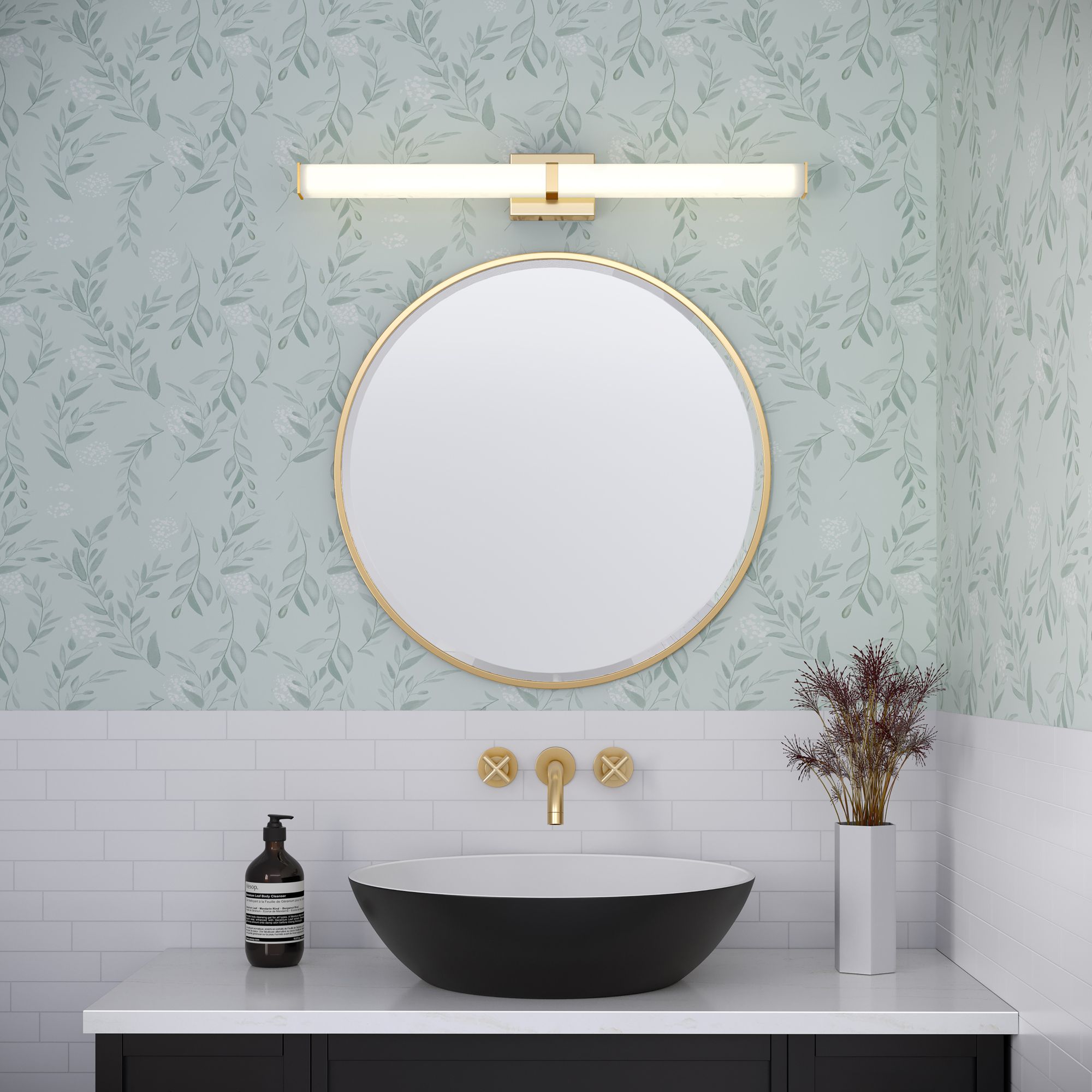 Image 7 Millennium Tron LED 36" Modern Gold Vanity Light with Acrylic Shade more views