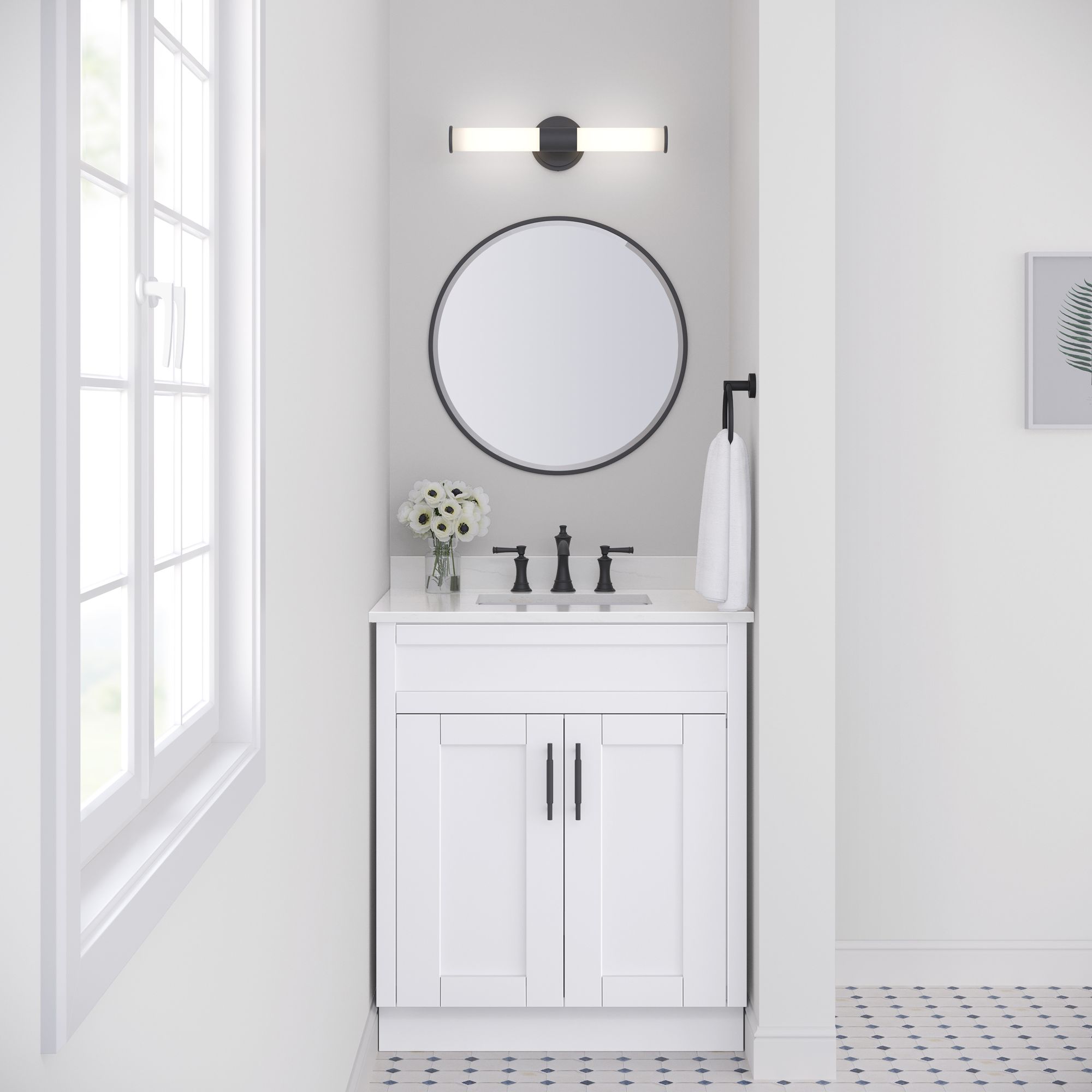 Image 6 Millennium Trumann LED 18" Matte Black Vanity Light with Plastic Shade more views