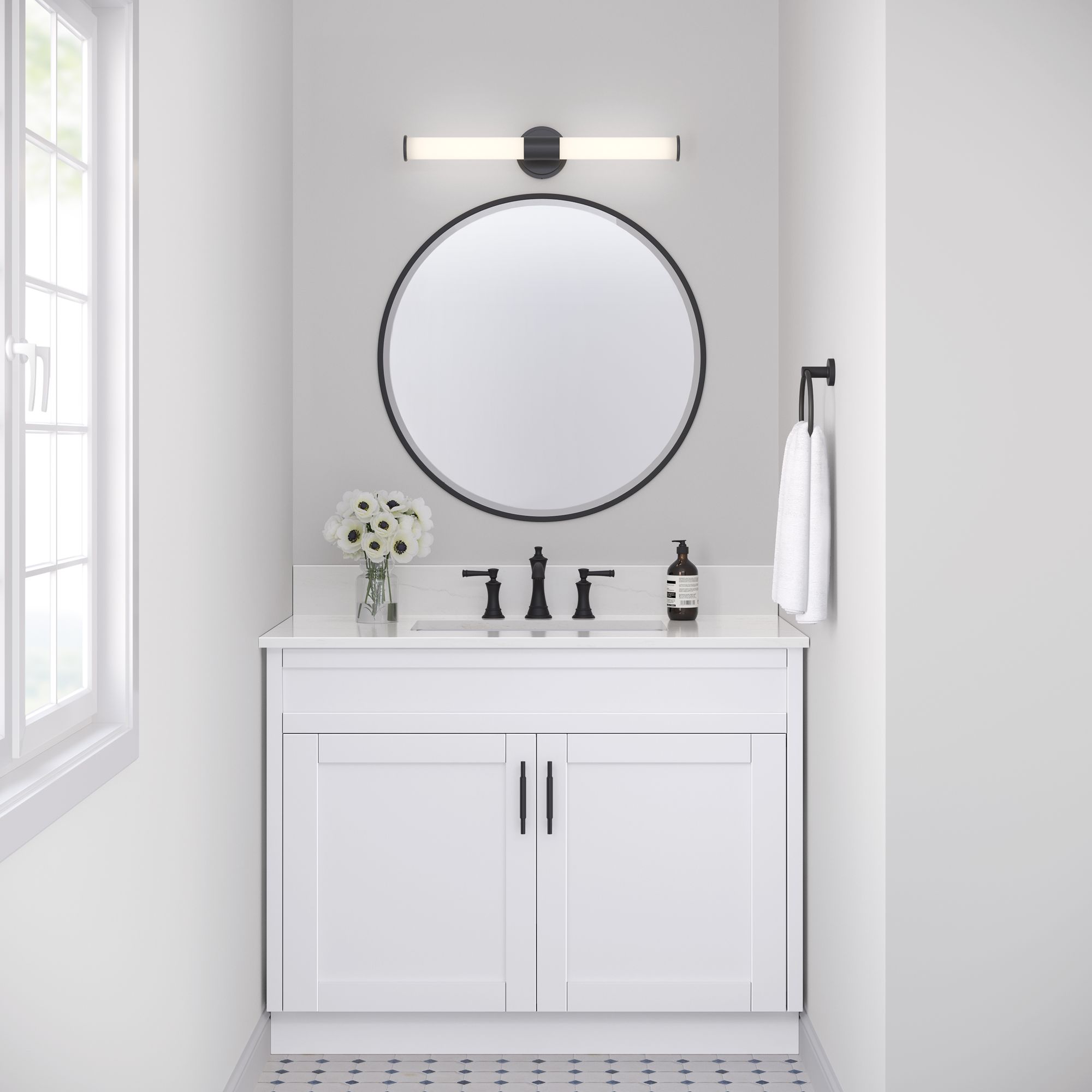 Image 6 Millennium Trumann LED 24" Matte Black Vanity Light with Plastic Shade more views