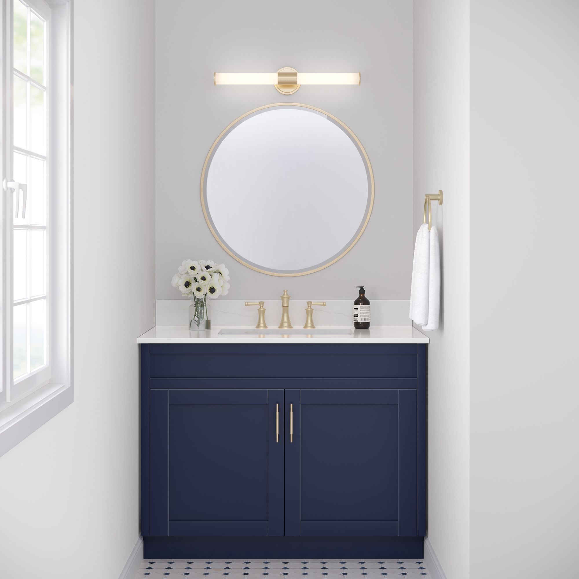 Image 7 Millennium Trumann LED 24" Modern Gold Vanity Light with Plastic Shade more views