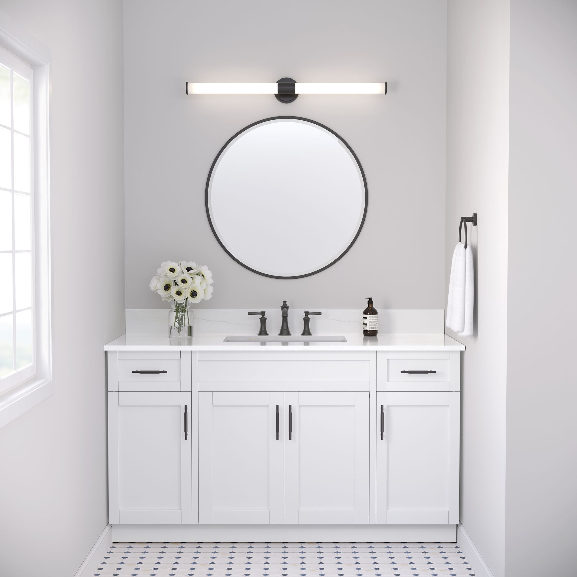 Image 5 Millennium Trumann LED 36" Matte Black Vanity Light with Plastic Shade more views