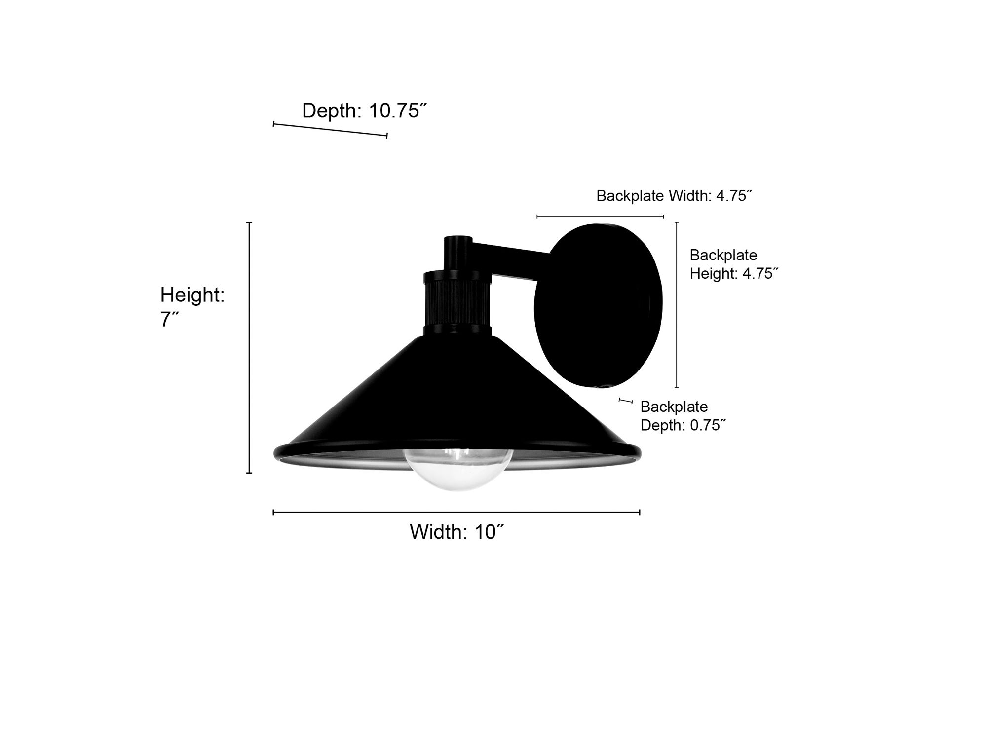 Millennium Vectra 1-Light 7" Powder Coated Black Outdoor Wall Sconce