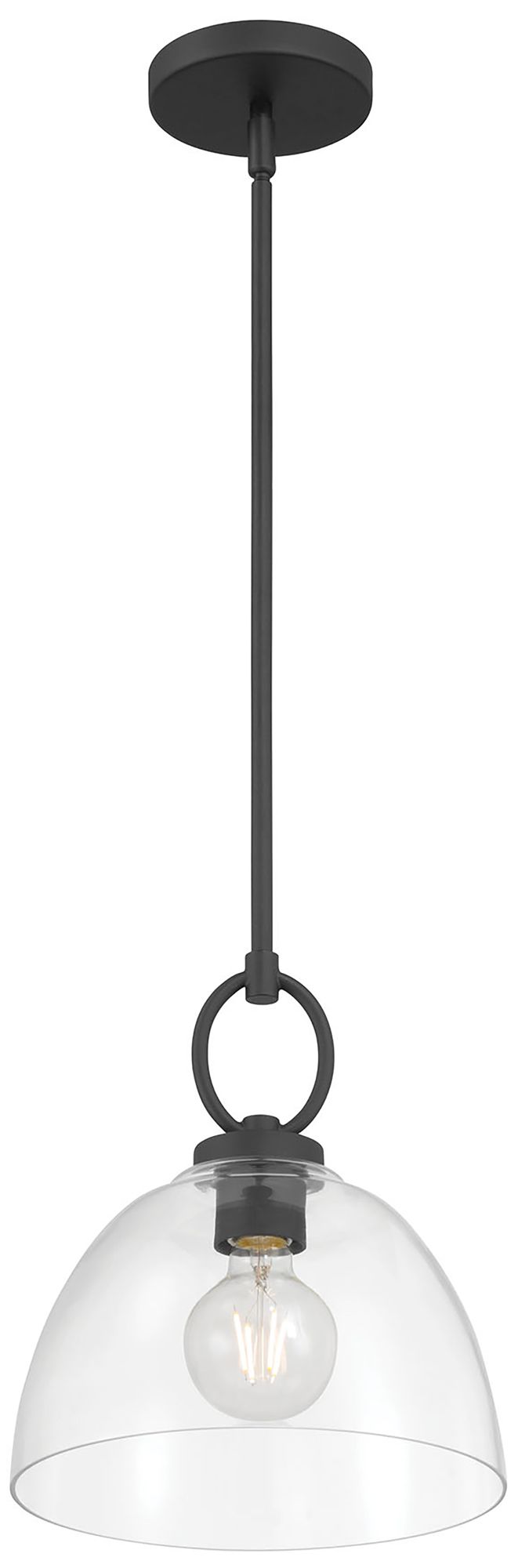 Millennium Velto 1-Light 10" Matte Black Pendant with Glass Shade