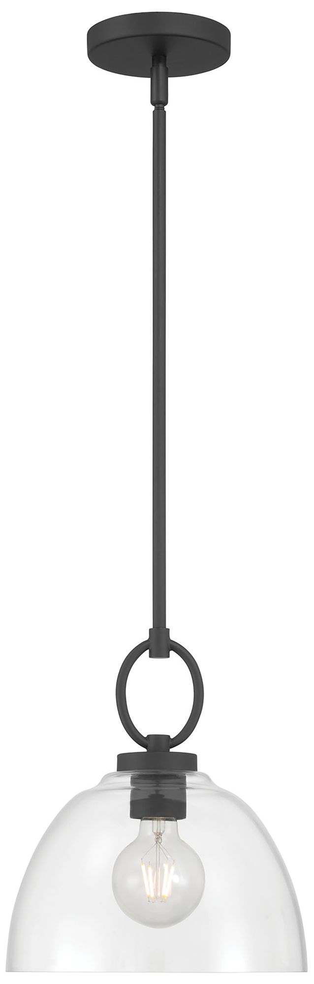 Image 3 Millennium Velto 1-Light 10" Matte Black Pendant with Glass Shade more views