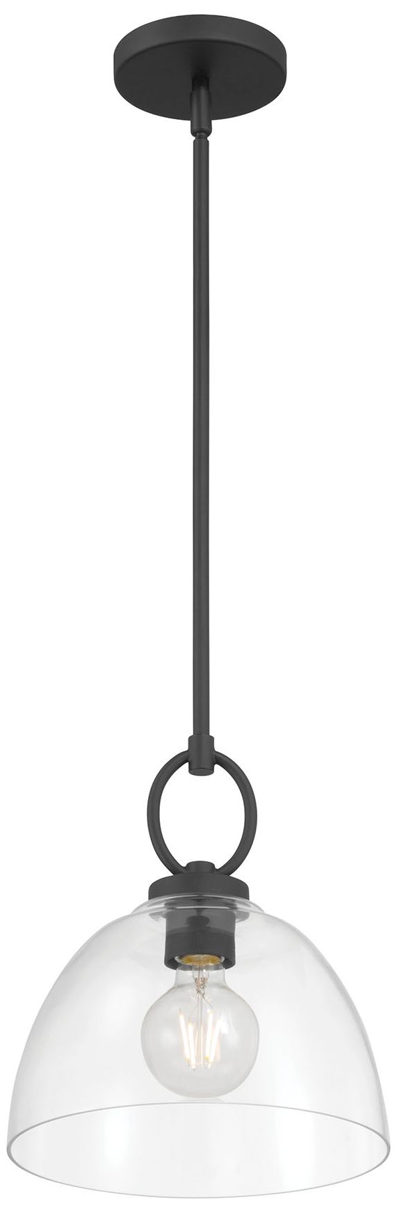 Image 4 Millennium Velto 1-Light 10" Matte Black Pendant with Glass Shade more views