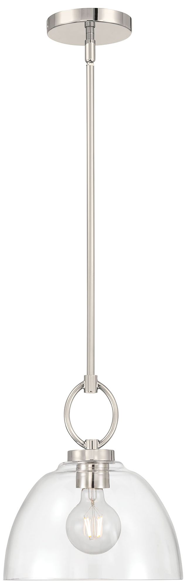 Image 3 Millennium Velto 1-Light 10" Polished Nickel Pendant with Glass Shade more views