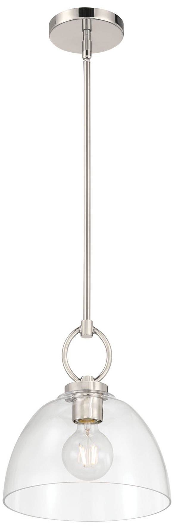 Image 4 Millennium Velto 1-Light 10" Polished Nickel Pendant with Glass Shade more views