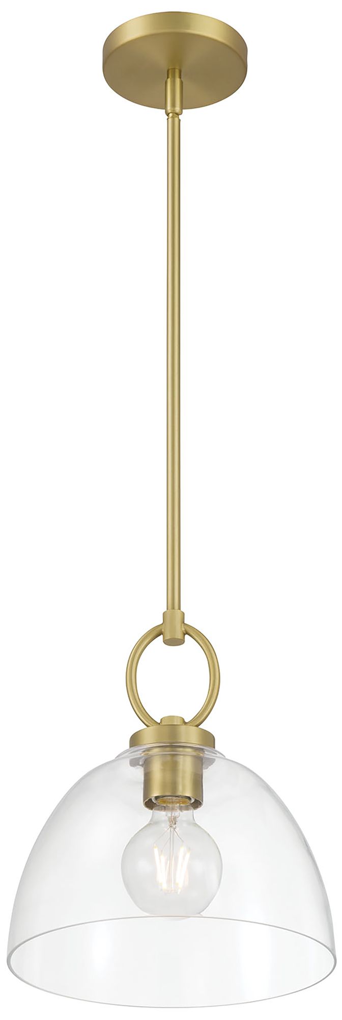 Image 2 Millennium Velto 1-Light 10" Vintage Brass Pendant with Glass Shade