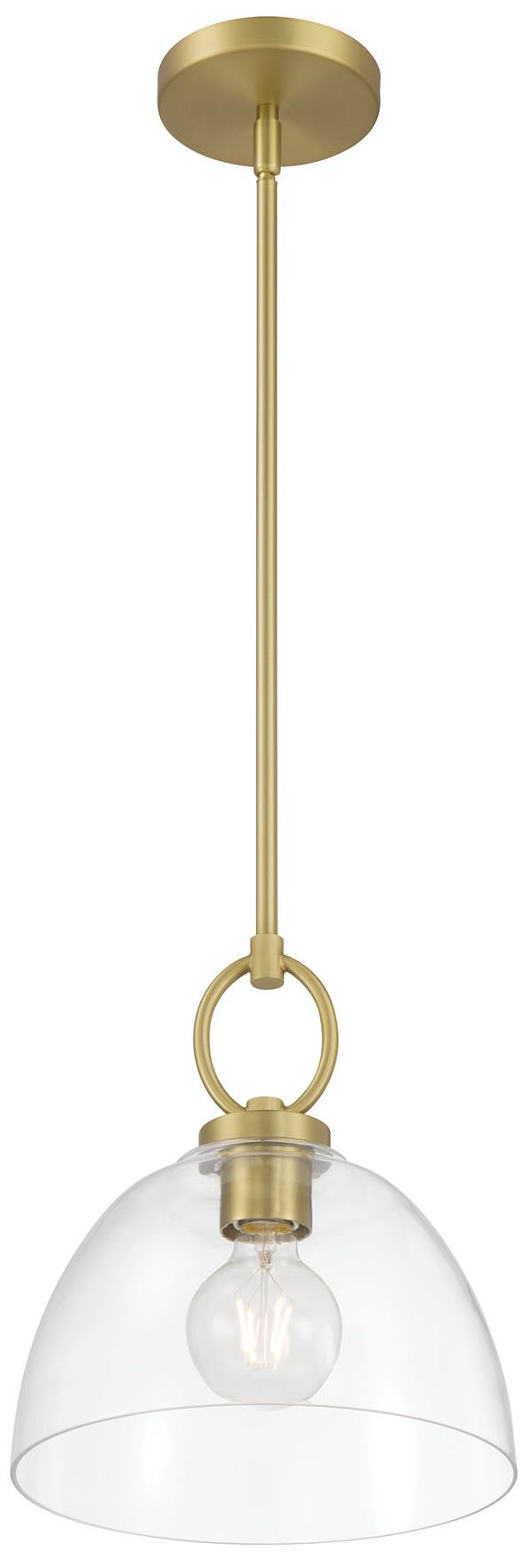 Image 4 Millennium Velto 1-Light 10" Vintage Brass Pendant with Glass Shade more views