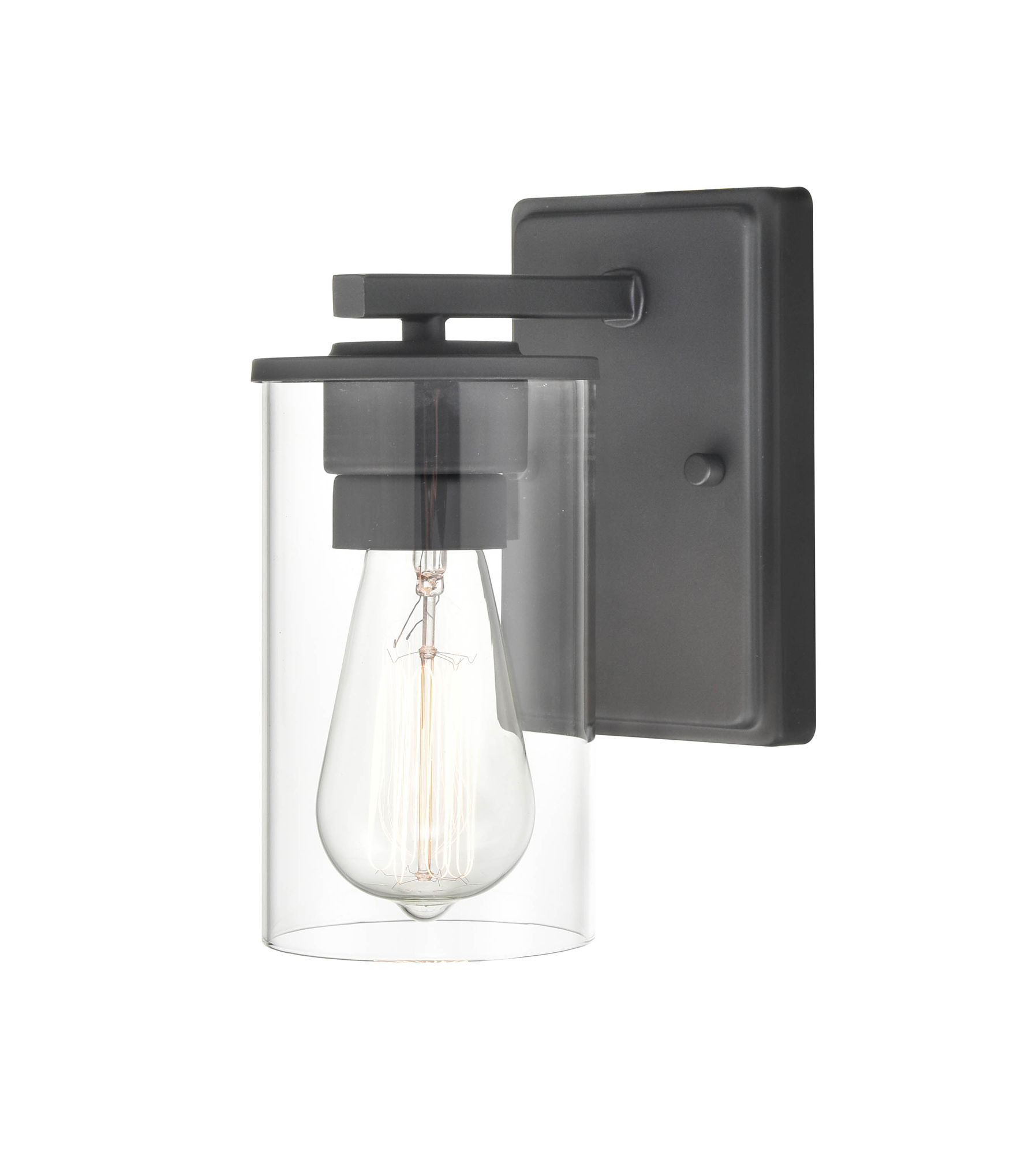 Image 2 Millennium Verlana 1-Light 4.33" Matte Black Wall Sconce with Glass Shade more views