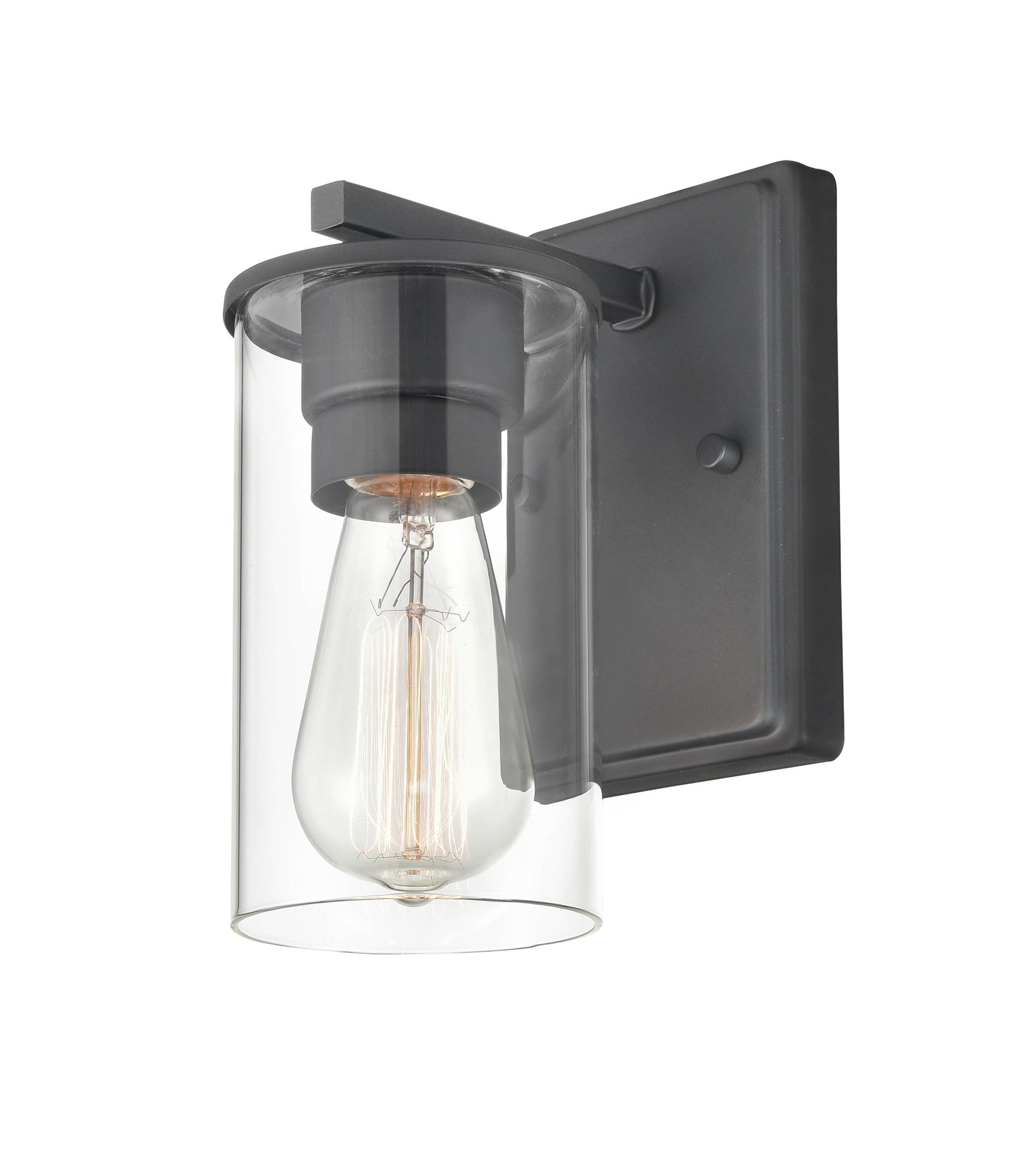 Image 3 Millennium Verlana 1-Light 4.33" Matte Black Wall Sconce with Glass Shade more views