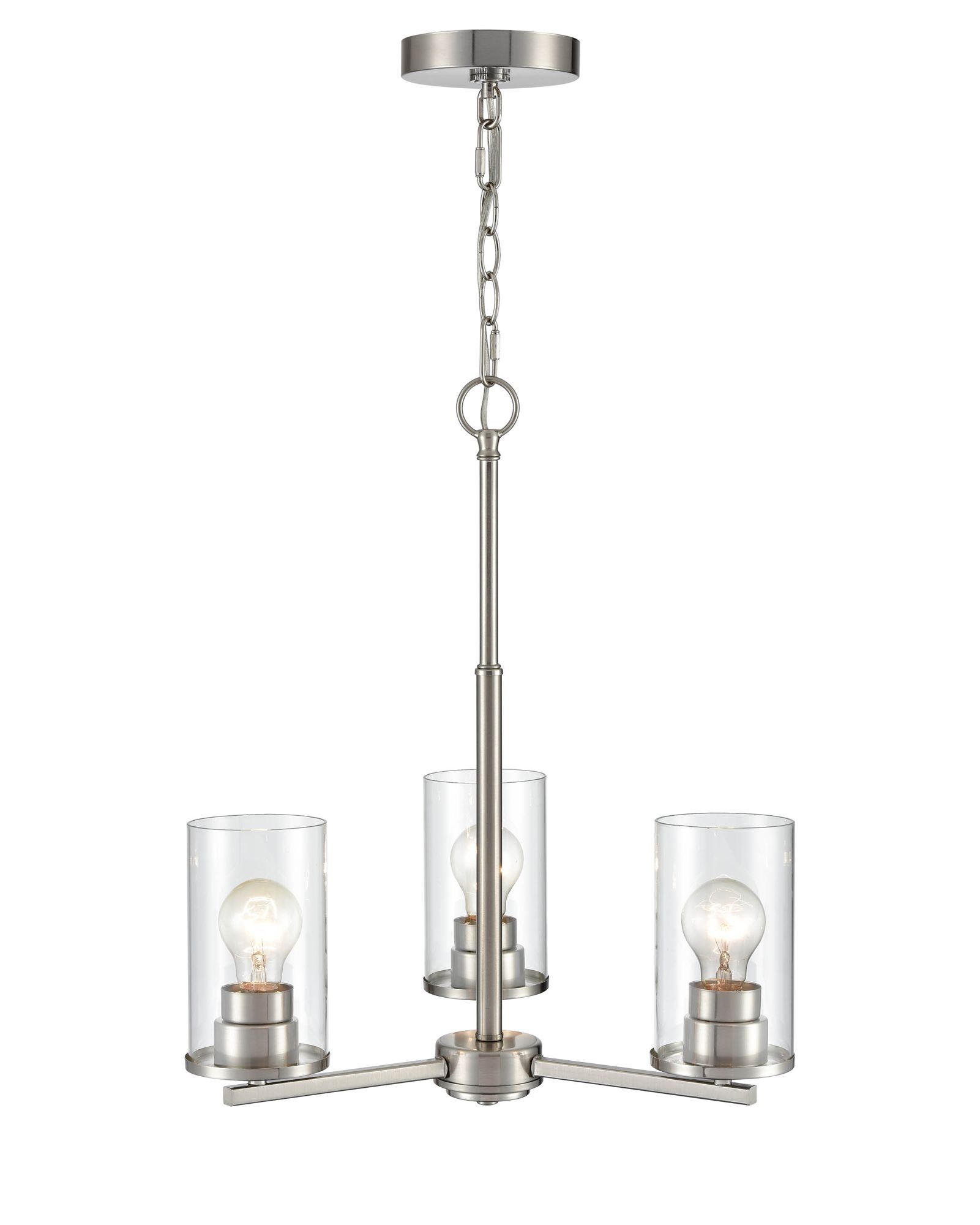 Image 2 Millennium Verlana 3-Light 19" Brushed Nickel Chandelier with Glass Shade more views