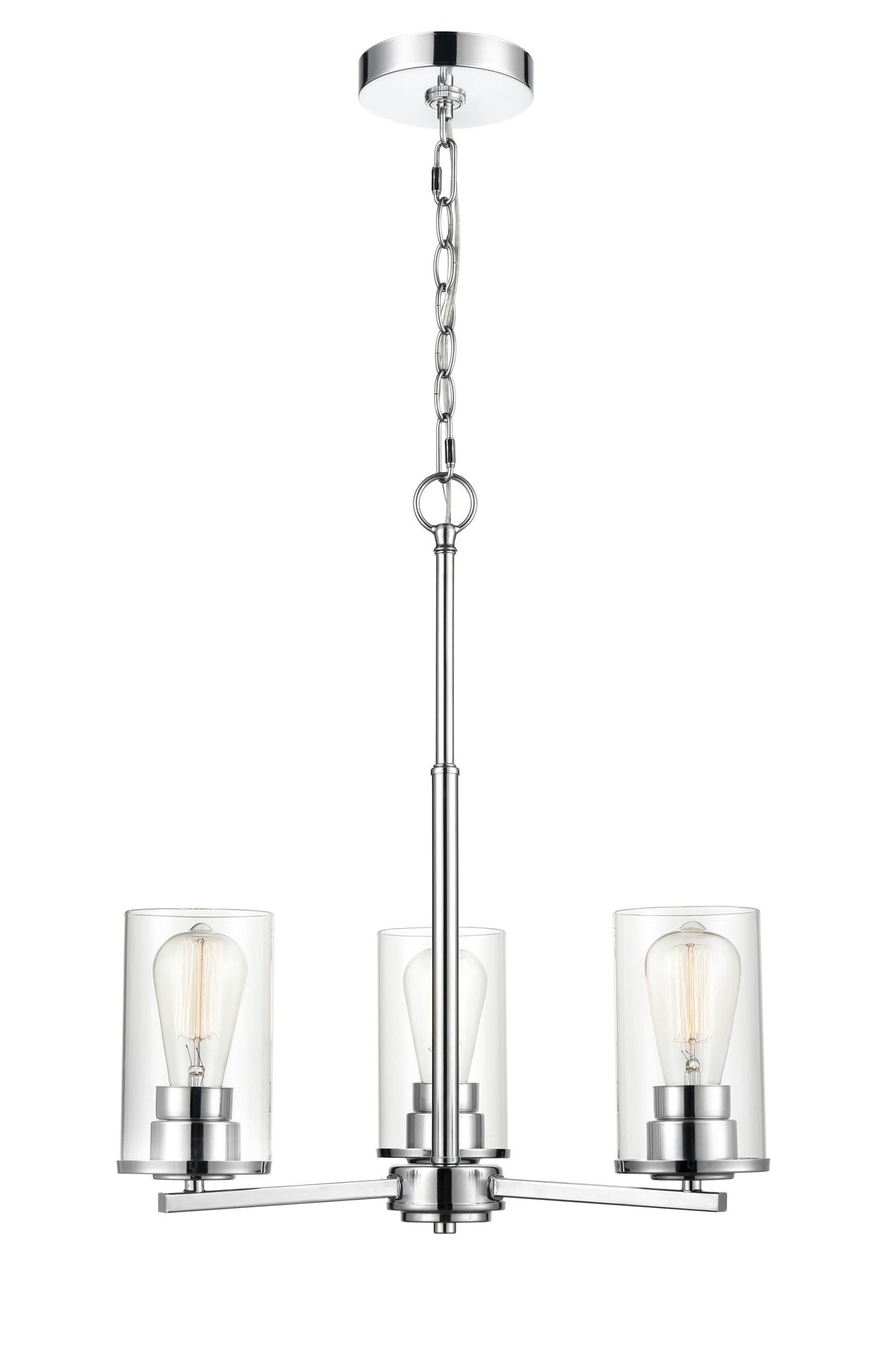Image 2 Millennium Verlana 3-Light 19" Chrome Chandelier with Glass Shade more views