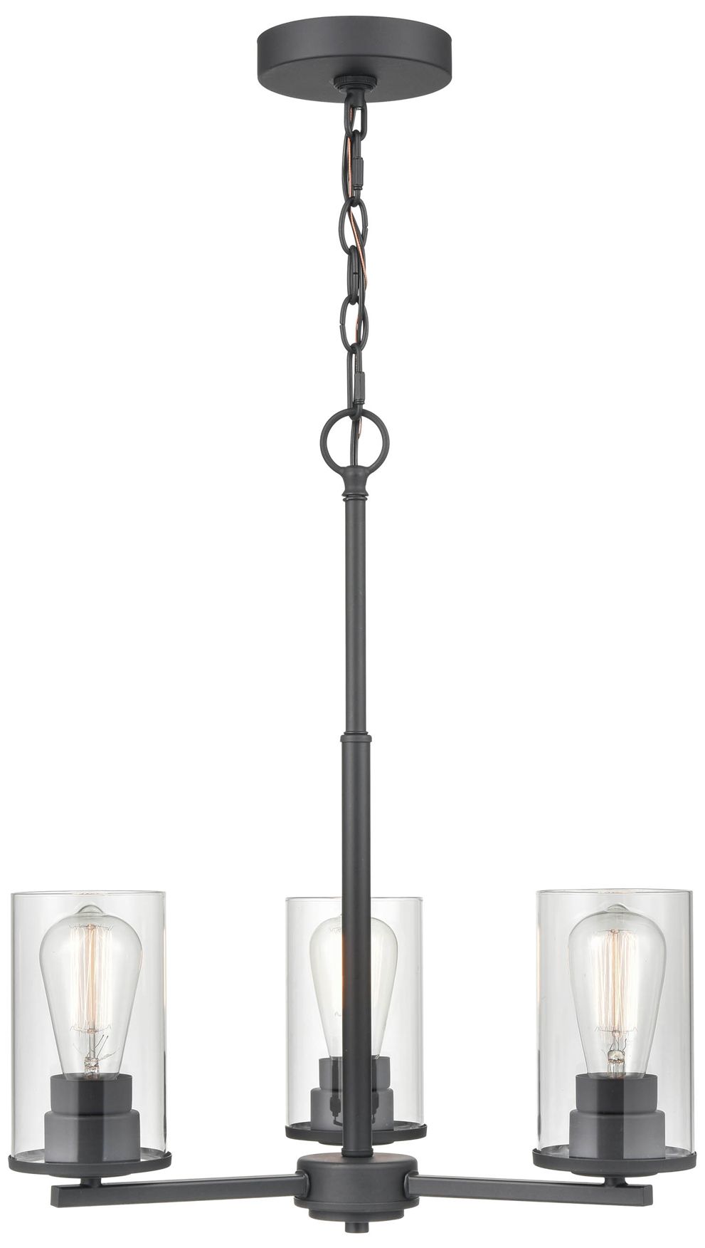 Millennium Verlana 3-Light 19" Matte Black Chandelier with Glass Shade