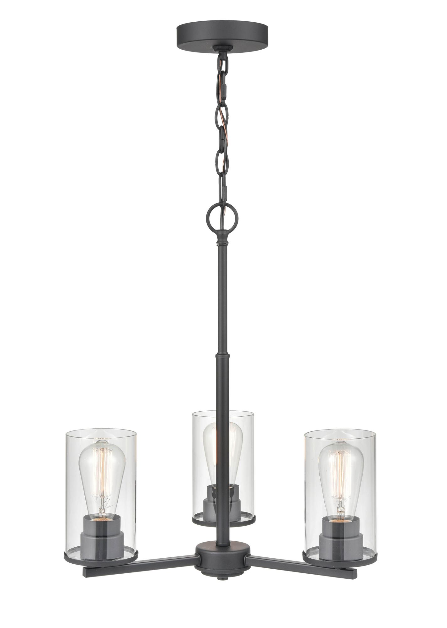 Image 2 Millennium Verlana 3-Light 19" Matte Black Chandelier with Glass Shade more views
