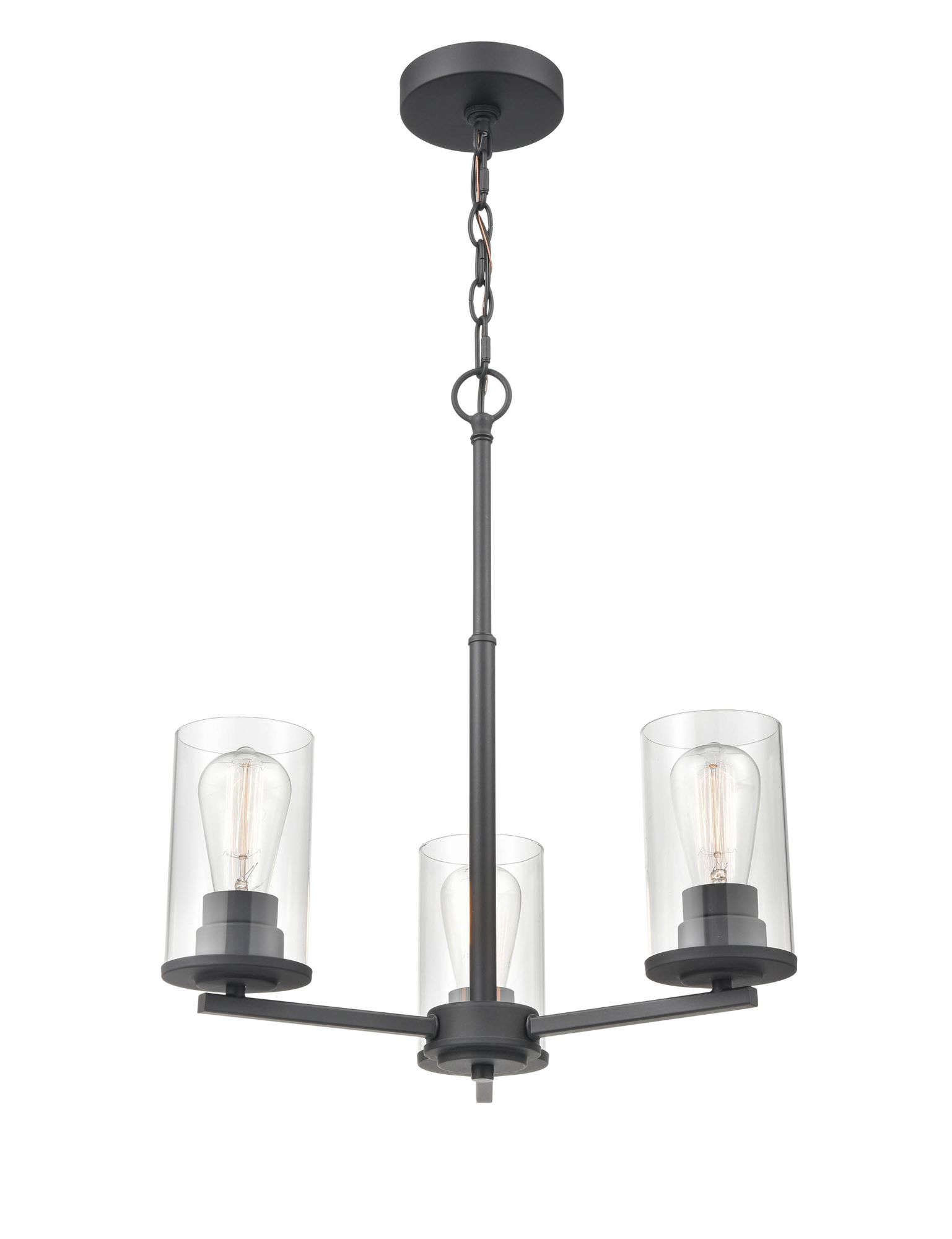Image 3 Millennium Verlana 3-Light 19" Matte Black Chandelier with Glass Shade more views