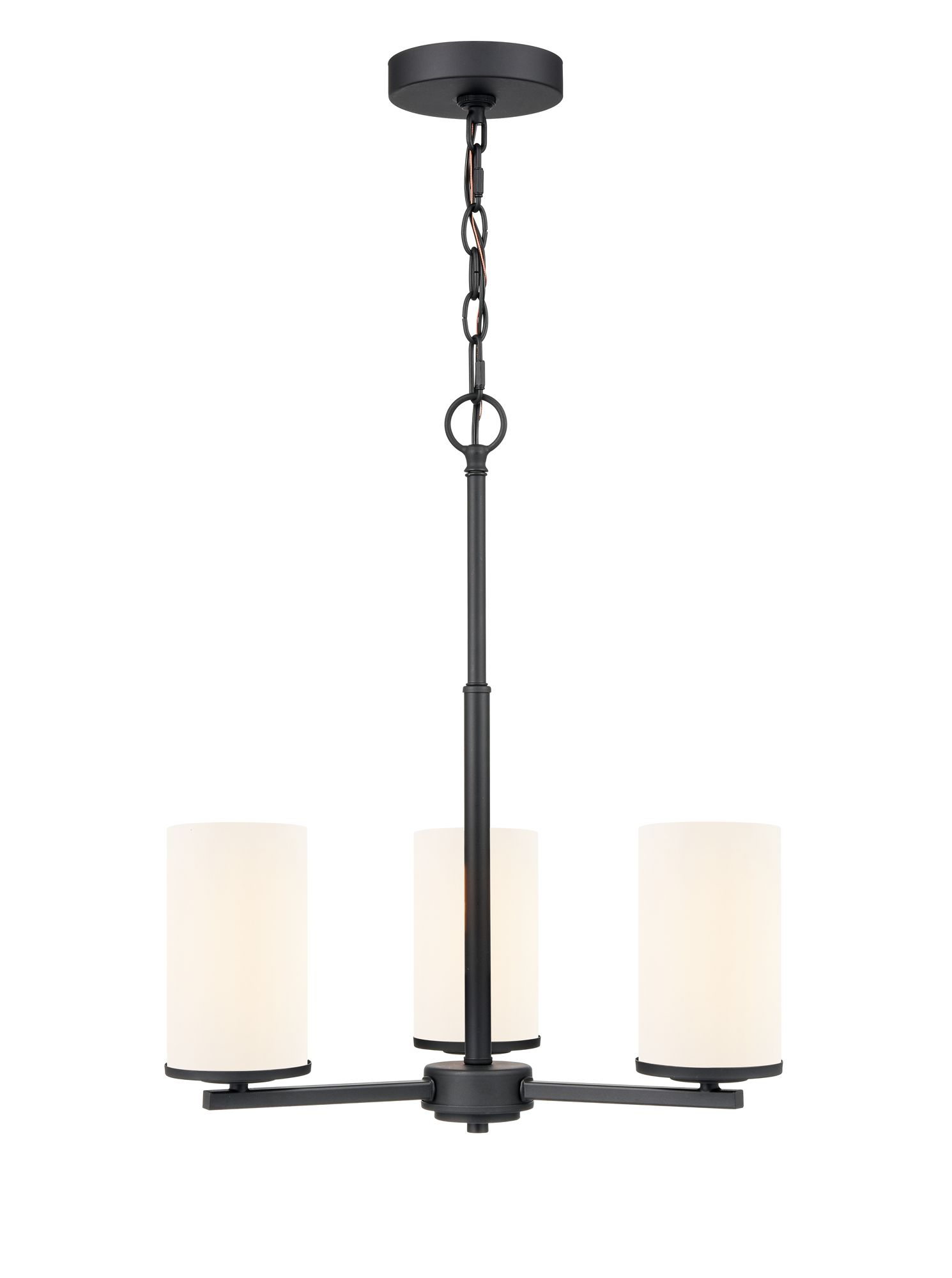 Image 2 Millennium Verlana 3-Light 19" Matte Black Chandelier with Glass Shade more views